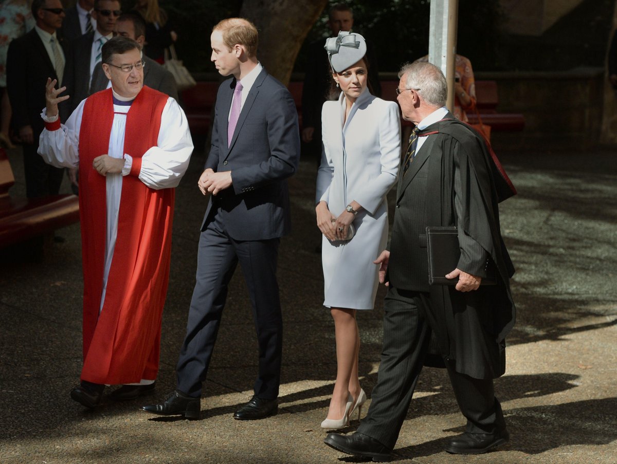 The Duke and Duchess of Cambridge attend an Easter Sunday service at St. Andrew's Cathedral in Sydney on April 20, 2014 (Anthony Devlin/PA Images/Alamy)
