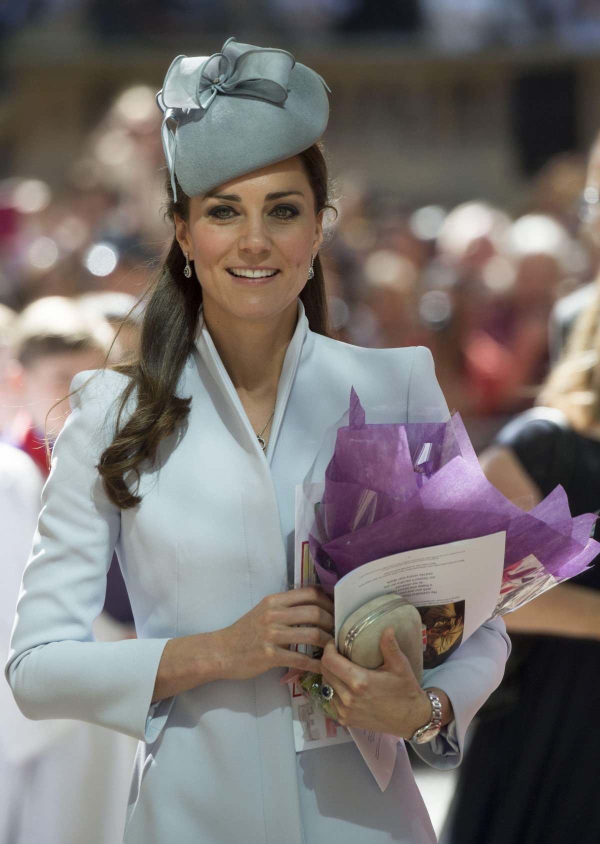 The Duchess of Cambridge is pictured outside of St. Andrew's Cathedral in Sydney after an Easter Sunday service on April 20, 2014 (Arthur Edwards/PA Images/Alamy)