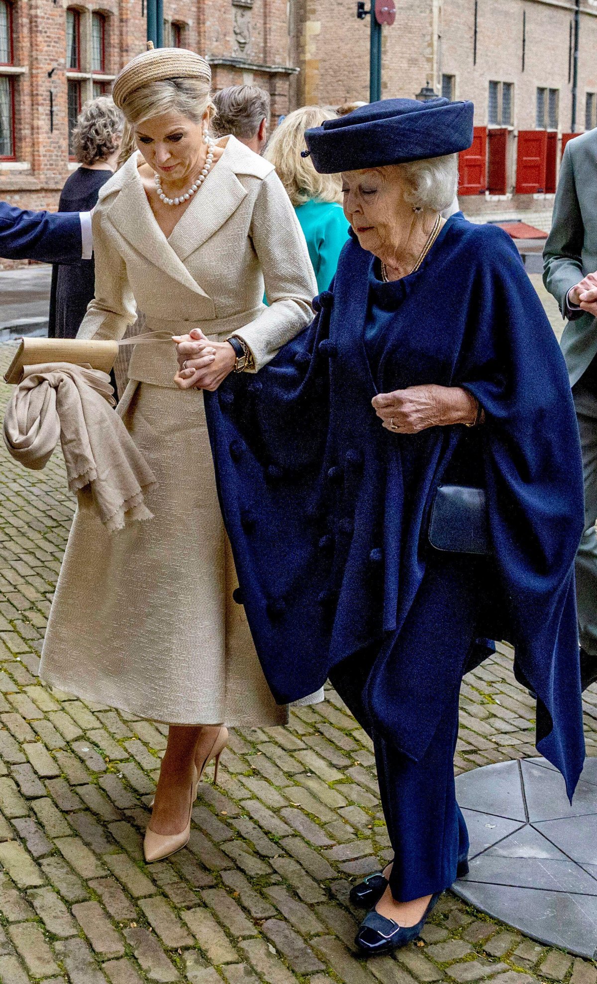 The Queen of the Netherlands, with Princess Beatrix, attends the Four Freedoms Awards Ceremony at the Nieuwe Kerk in Middelburg on April 11, 2024 (Albert Nieboer/DPA Picture Alliance/Alamy)