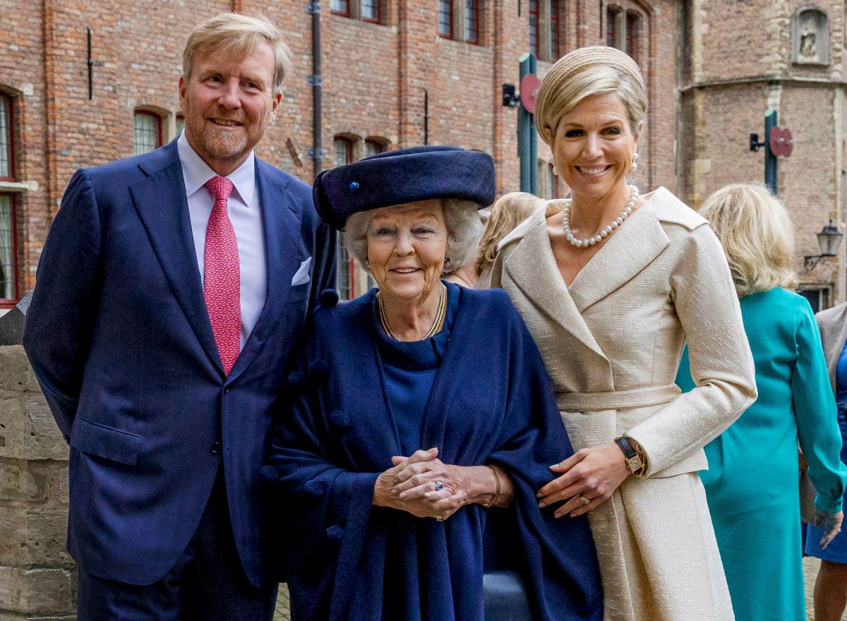 The King and Queen of the Netherlands, with Princess Beatrix, attend the Four Freedoms Awards Ceremony at the Nieuwe Kerk in Middelburg on April 11, 2024 (Albert Nieboer/DPA Picture Alliance/Alamy)