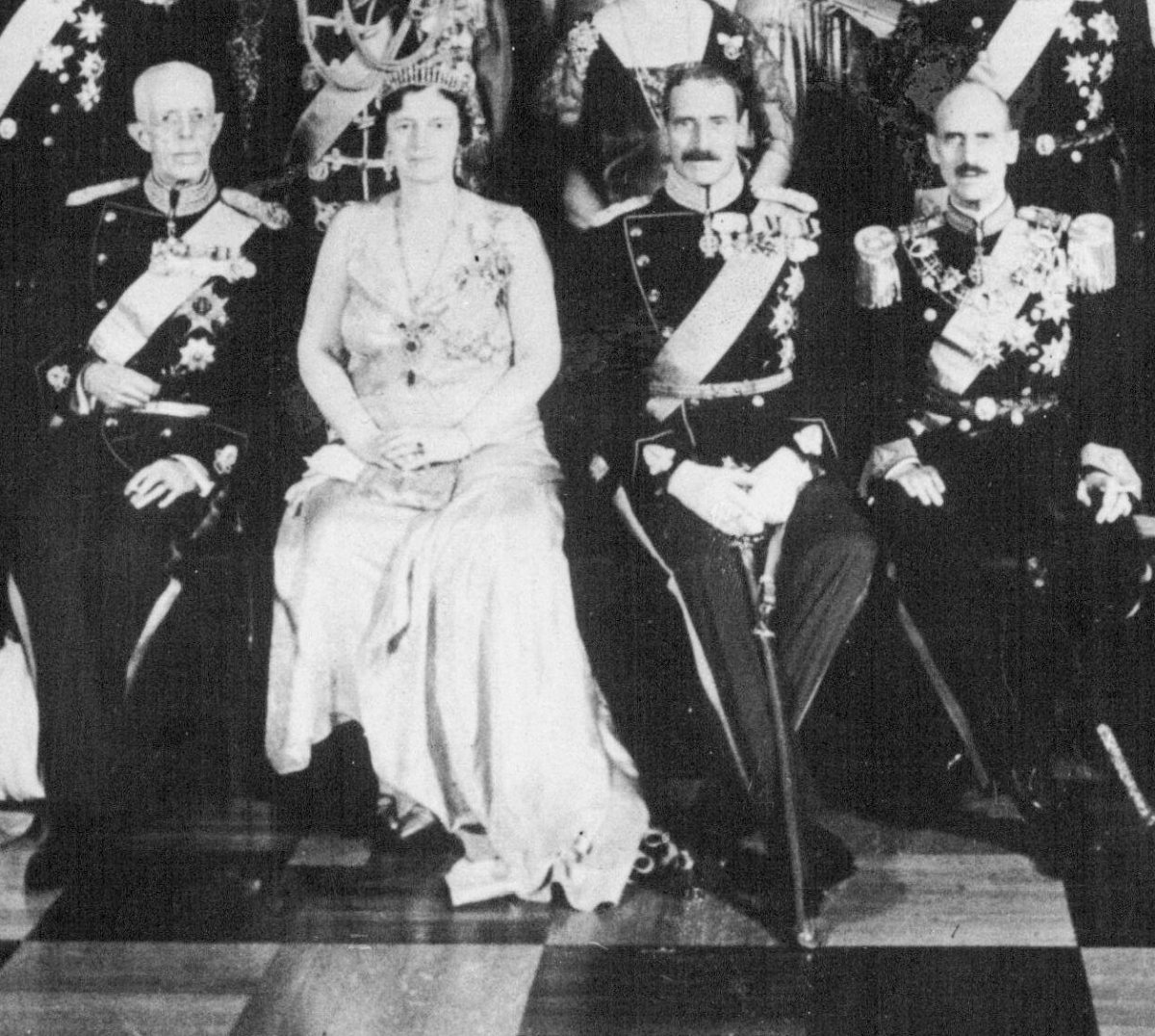 King Gustaf V of Sweden, Queen Alexandrine of Denmark, King Christian X of Denmark, and King Haakon VII of Norway are pictured during the Danish Silver Jubilee celebrations at Christiansborg Palace in Copenhagen in May 1937 (SuperStock/Alamy)