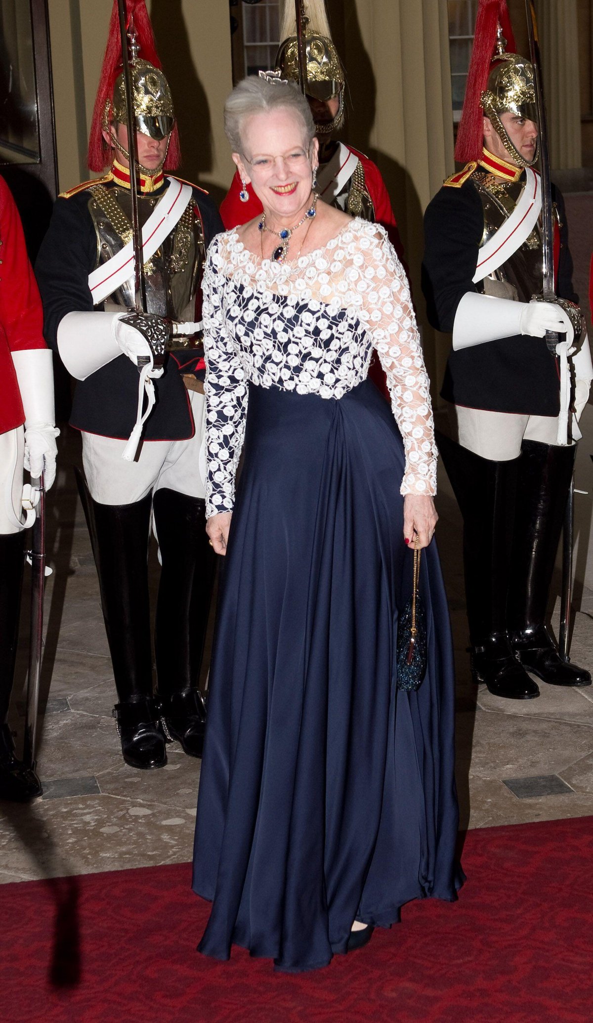 Queen Margrethe II of Denmark attends a dinner for foreign sovereigns hosted by the Prince of Wales and the Duchess of Cornwall to commemorate the Queen's Diamond Jubilee at Buckingham Palace on May 18, 2012 (Anwar Hussein/Alamy)