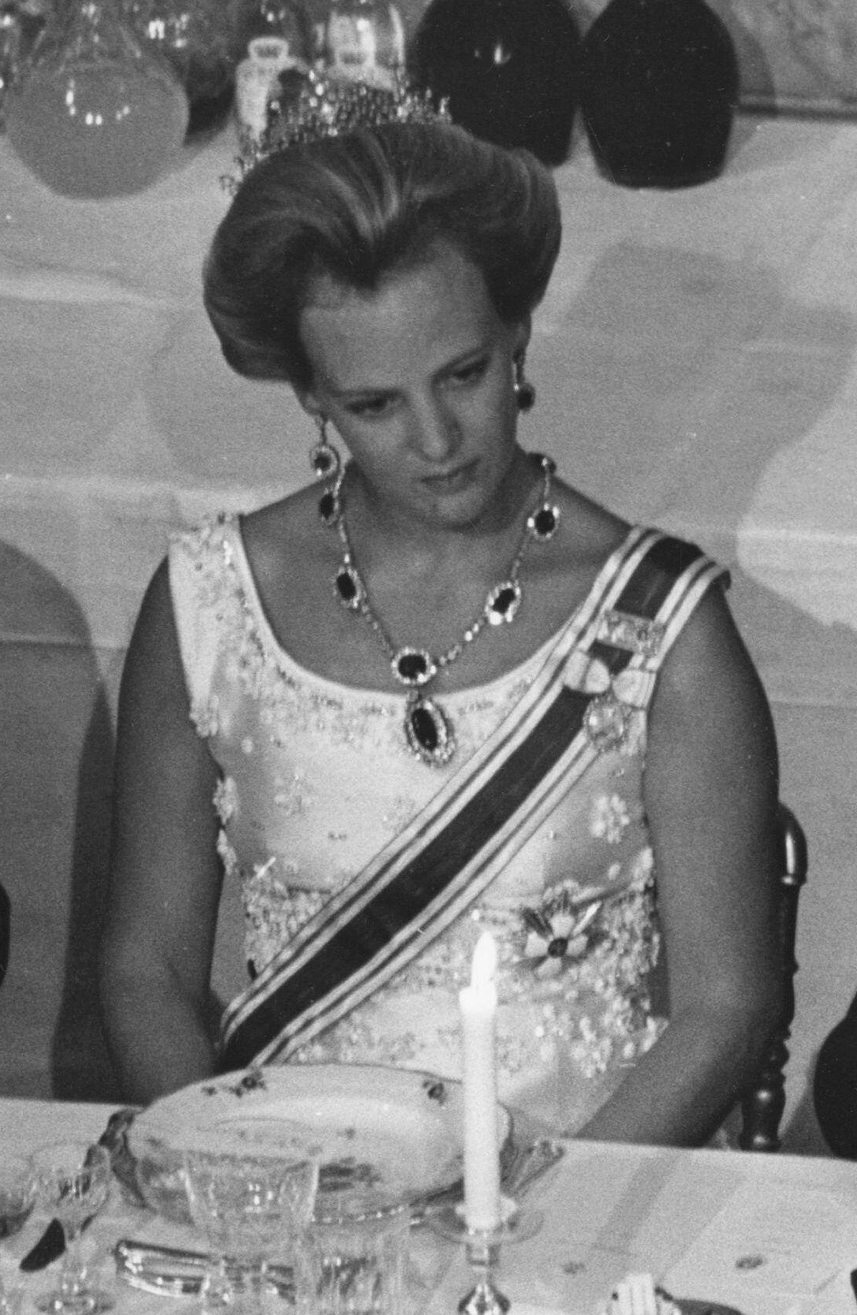 Crown Princess Margrethe of Denmark attends a gala dinner, ca. June 1970 (Classic Picture Library/Alamy)