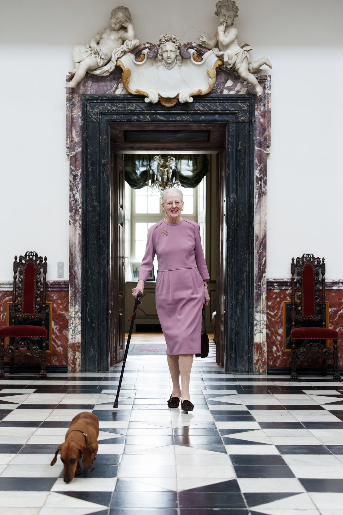 Queen Margrethe of Denmark is pictured at Fredensborg Palace in an official portrait celebrating her 84th birthday, April 2024 (Keld Navntoft/Kongehuset)