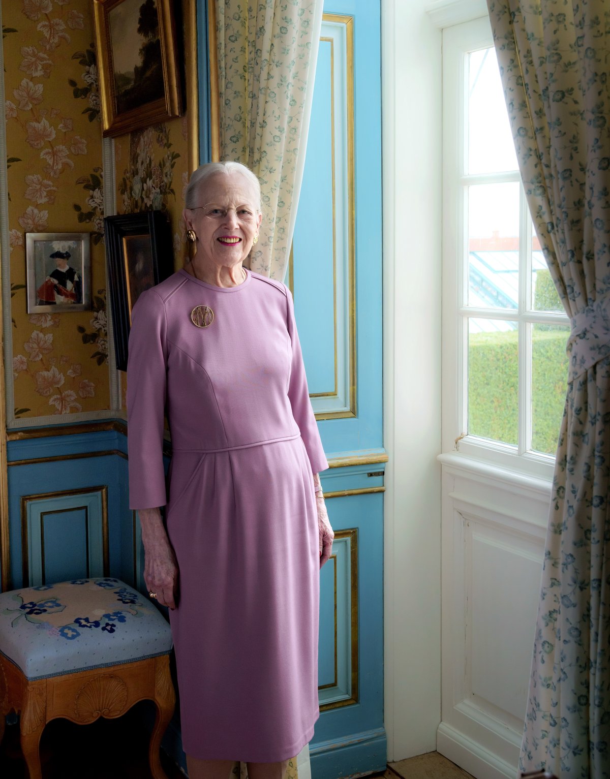Queen Margrethe of Denmark is pictured at Fredensborg Palace in an official portrait celebrating her 84th birthday, April 2024 (Keld Navntoft/Kongehuset)