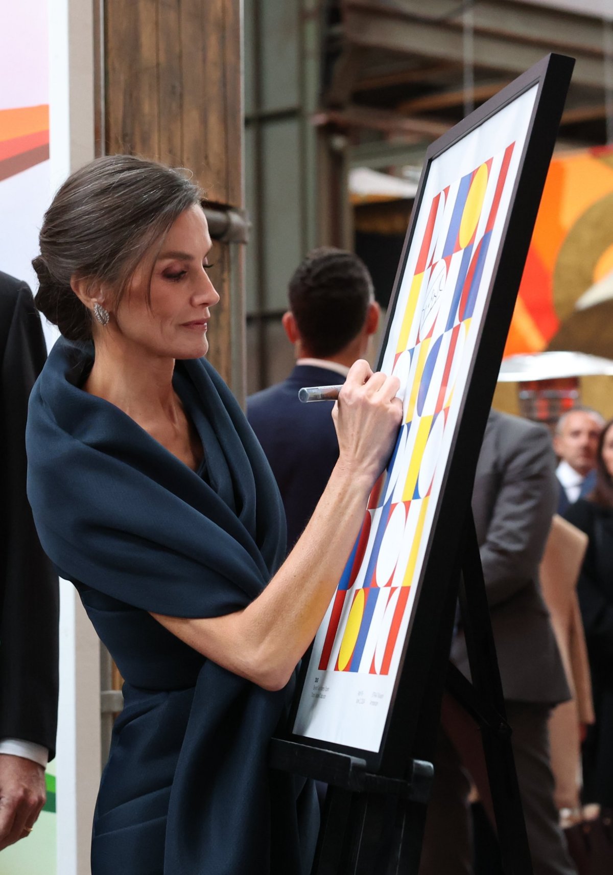 The Queen of Spain attends a reception at STRAAT Museum in Amsterdam on the second day of the state visit to the Netherlands on April 18, 2024 (Koninklijk Huis)