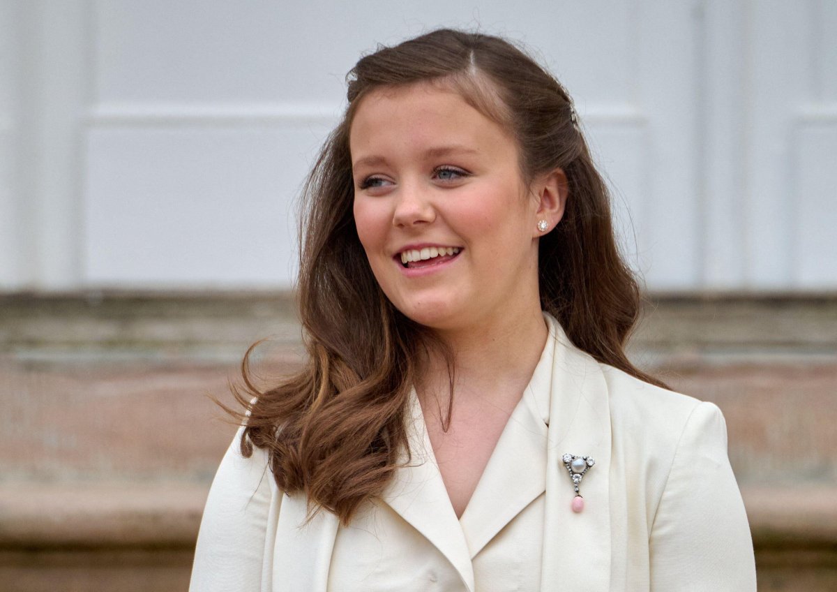 Princess Isabella of Denmark is pictured in front of Fredensborg Palace after her confirmation on April 30, 2022 (Stefan Lindblom/Stella Pictures/Abaca Press/Alamy)
