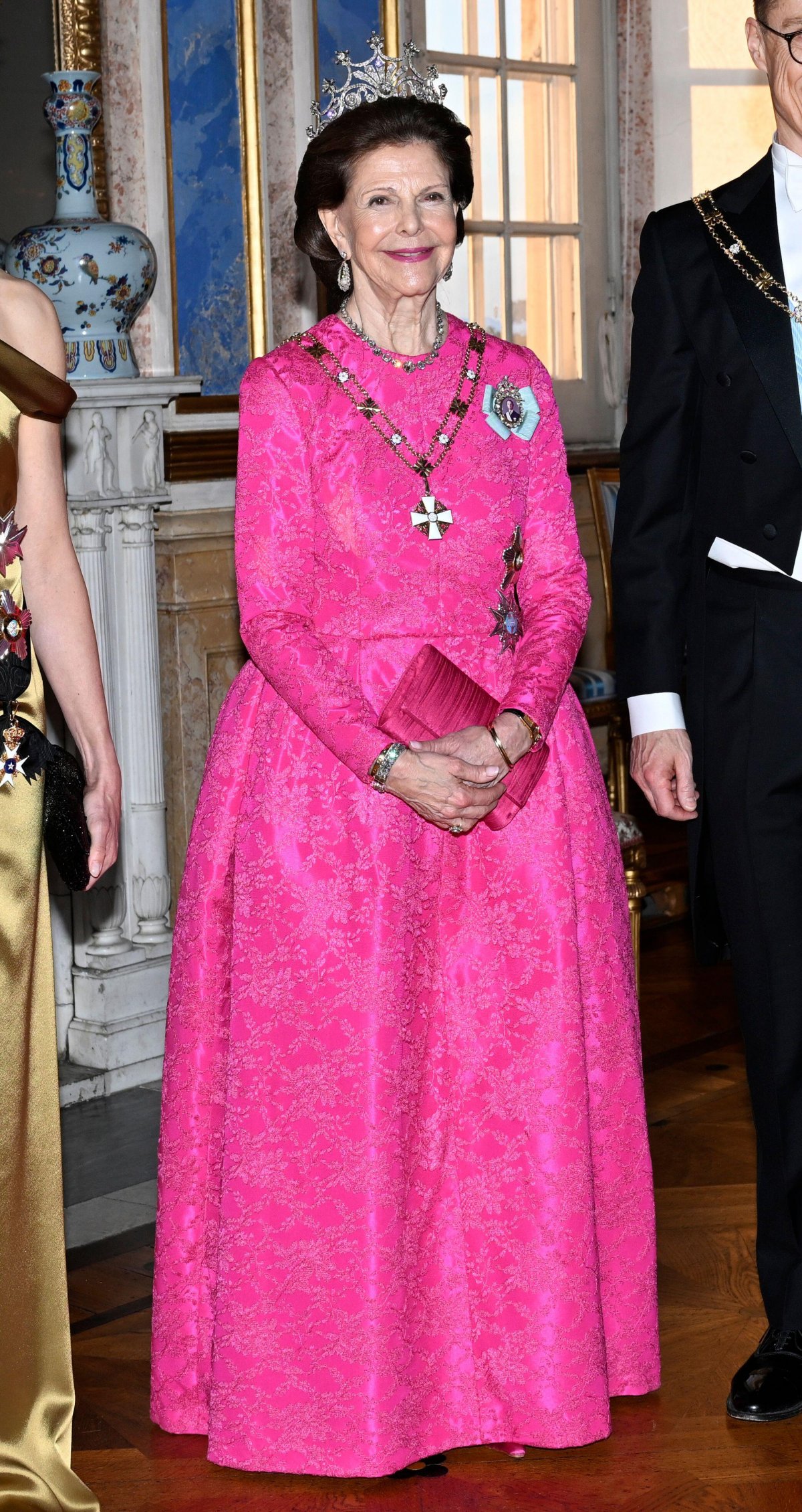 The Queen of Sweden attends a state banquet at the Royal Palace in Stockholm on April 23, 2024 (Fredrik Sandberg/TT News Agency/Alamy)