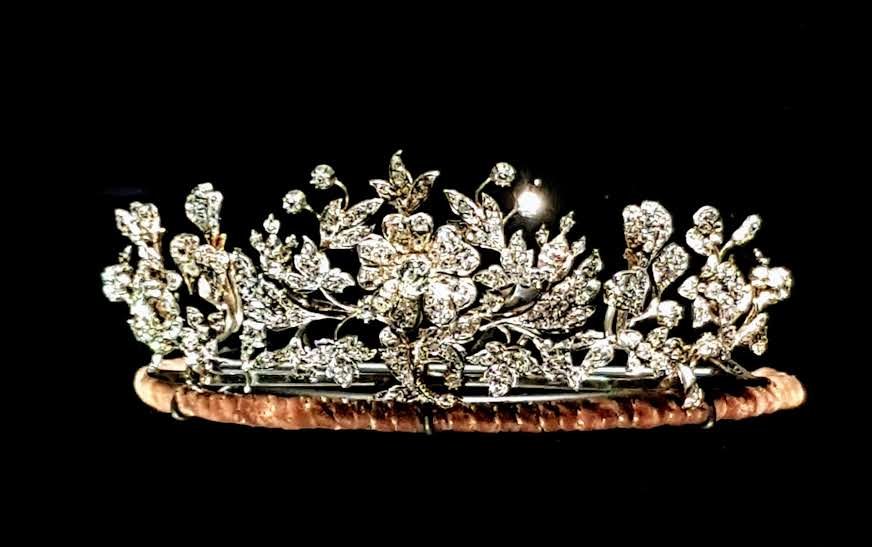 Princess Benedikte's diamond floral tiara is displayed at Koldinghus, 2018 (Photo kindly shared by Alberta)