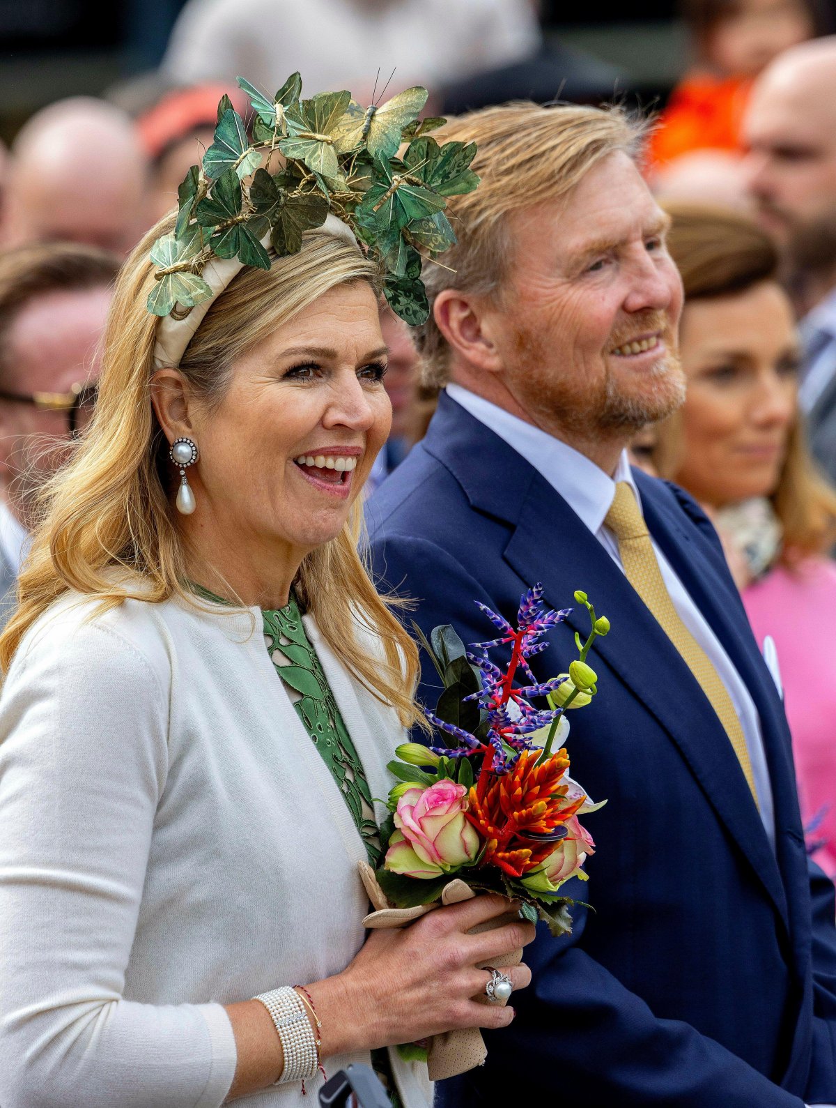The King and Queen of the Netherlands attend the King's Day celebrations in Emmen on April 27, 2024 (Albert Nieboer/DPA Picture Alliance/Alamy)