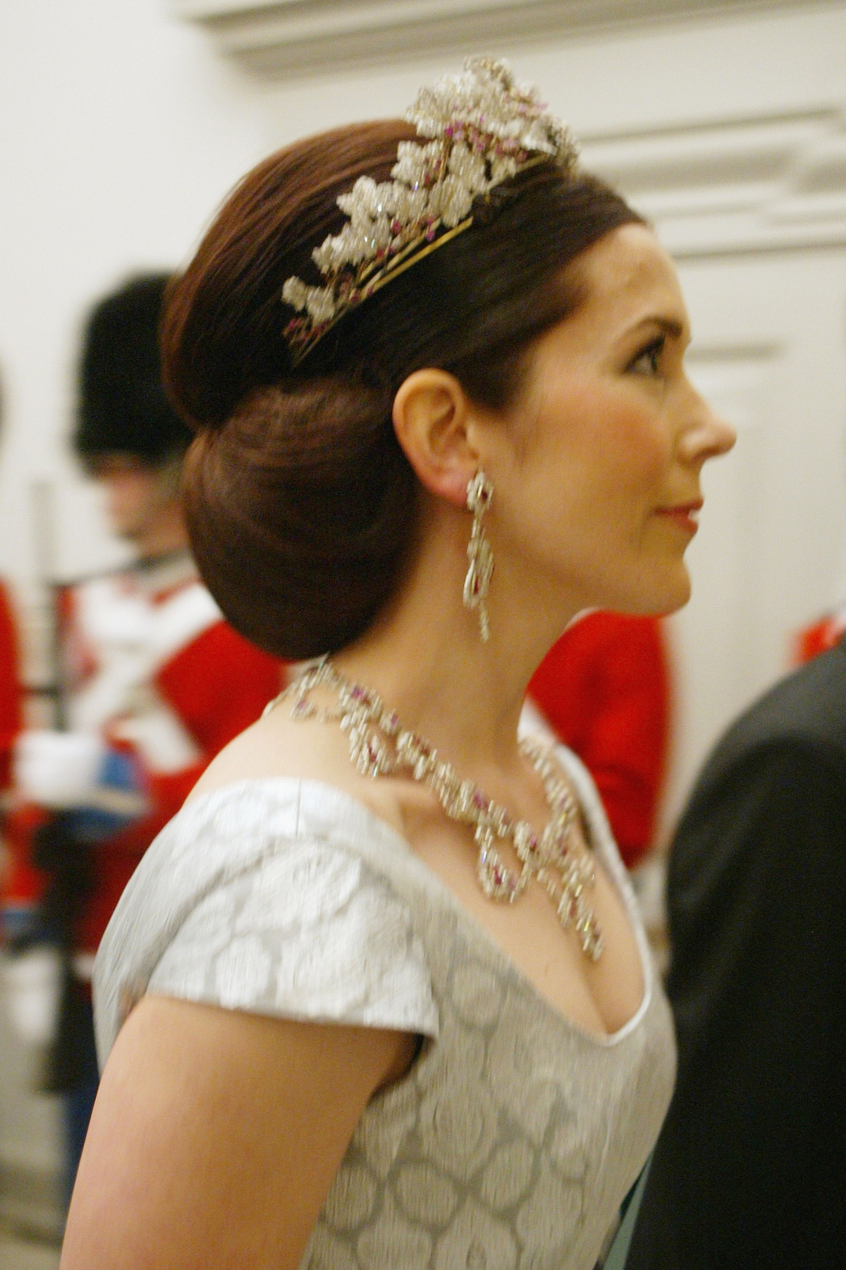 Mary Donaldson arrives for a government gala dinner at Christiansborg Palace in Copenhagen on May 11, 2004 (Sean Gallup/Getty Images)