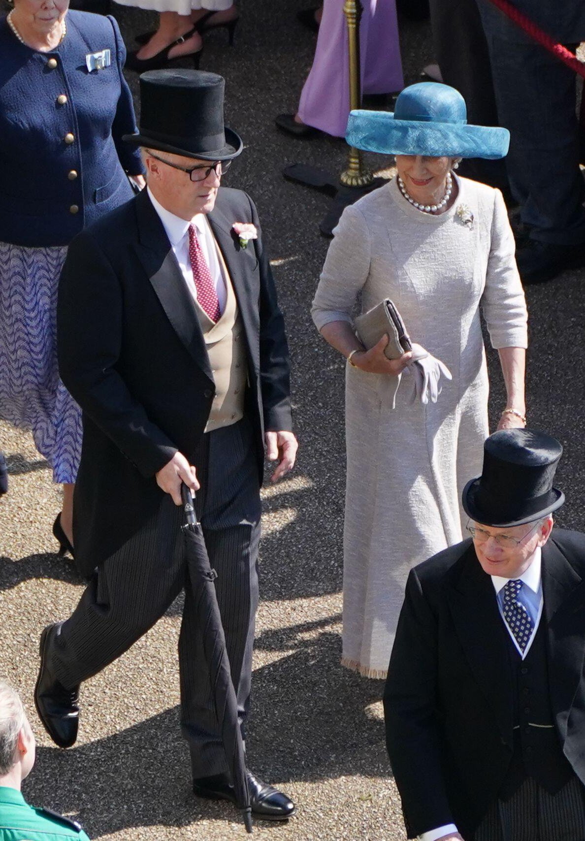 The Duke and Duchess of Gloucester attend a garden party at Buckingham Palace in London on May 8, 2024 (Stefan Rousseau/PA Images/Alamy)