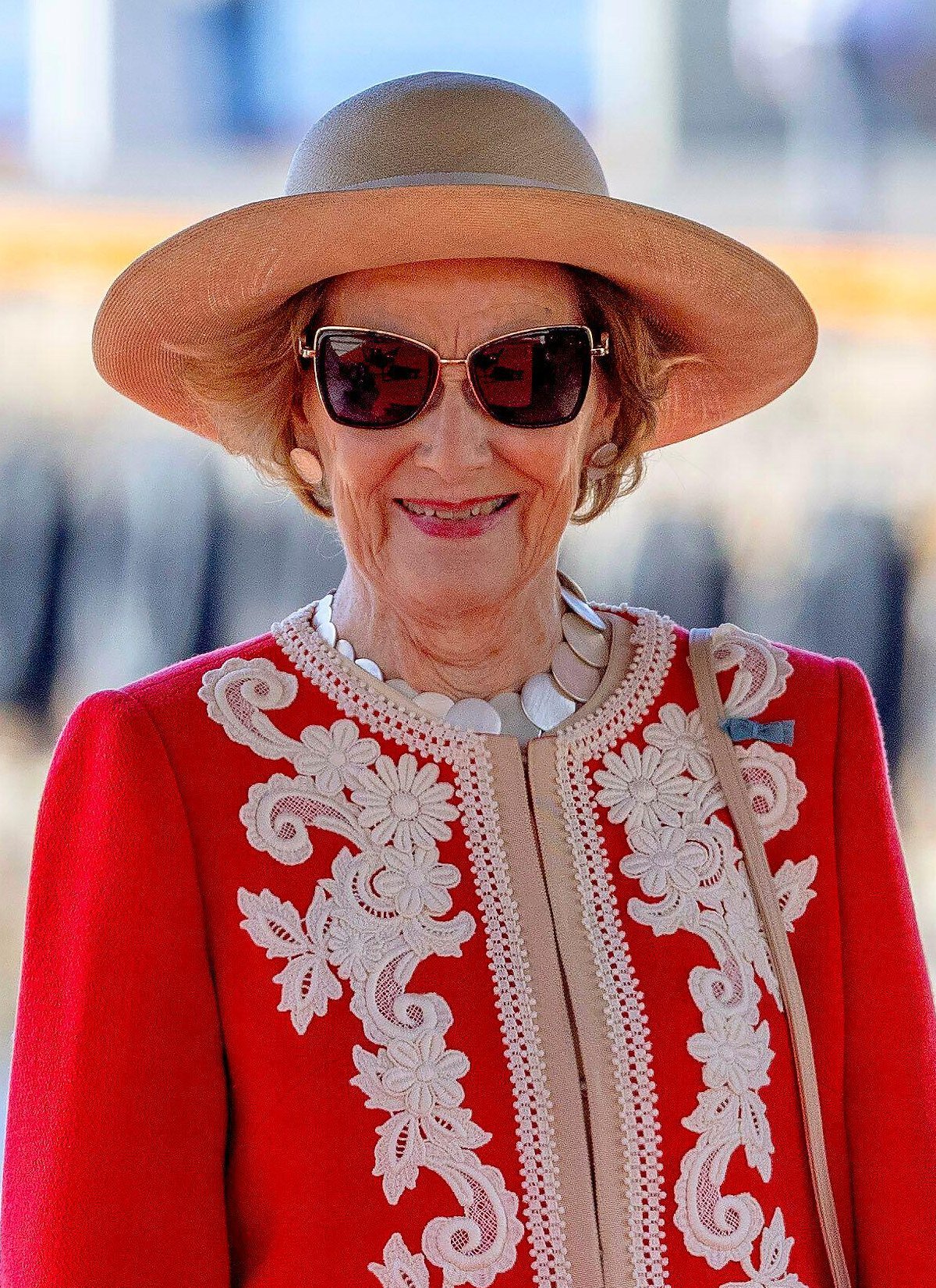 The Queen of Norway is pictured during an official welcome ceremony in Oslo at the start of the Danish state visit to Norway on May 14, 2024 (Albert Nieboer/DPA Picture Alliance/Alamy)