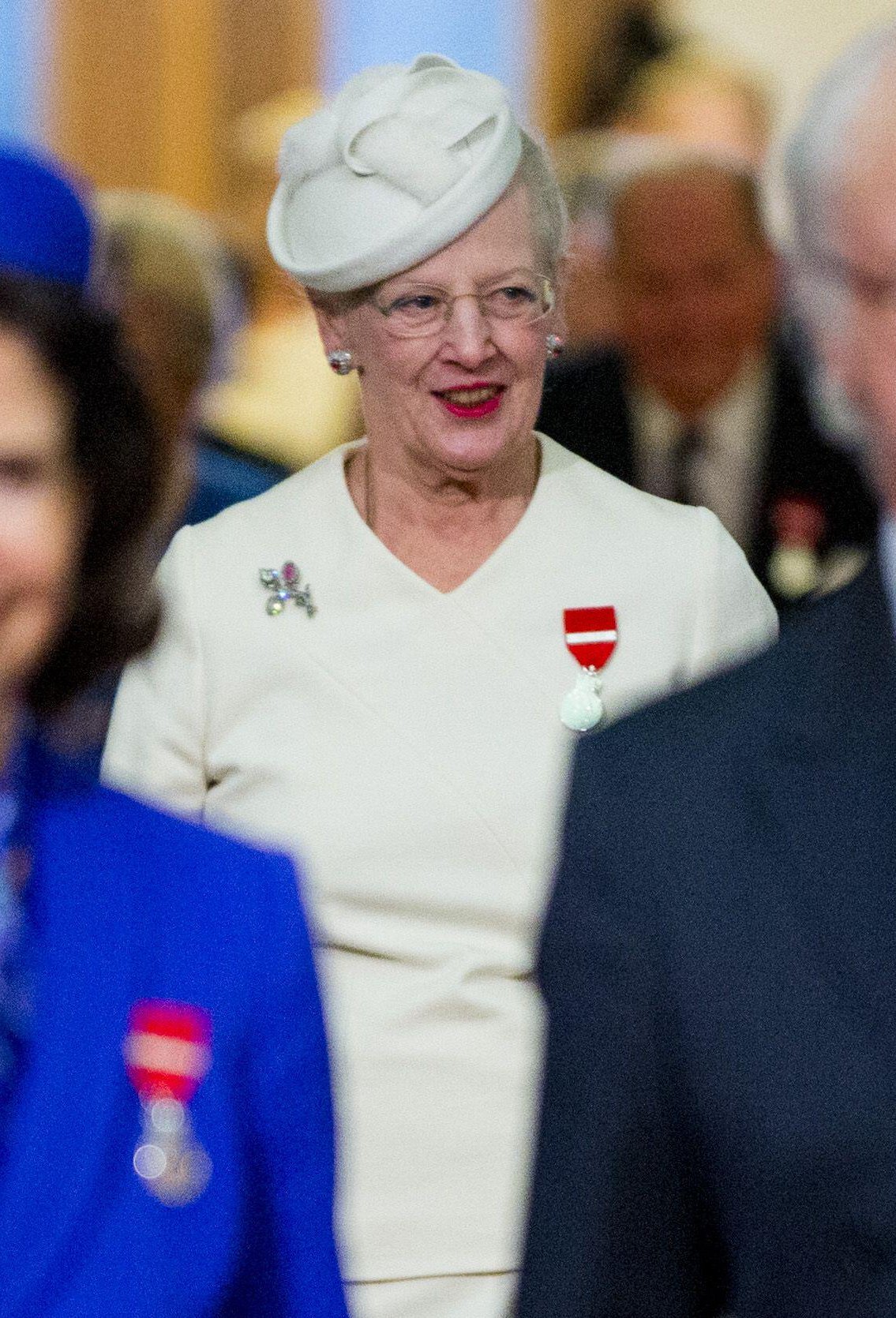 Queen Margrethe II of Denmark attends a gala performance in Oslo during King Harald V of Norway's Silver Jubilee Celebrations on January 17, 2016 (Vegard Wivelstad Grott/NTB/Alamy)