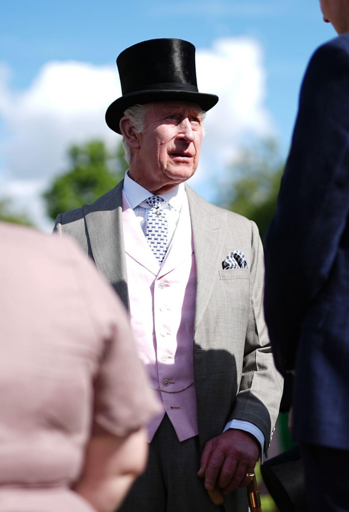 King Charles III of the United Kingdom attends a garden party at Buckingham Palace in London on May 15, 2024 (Aaron Chown/PA Images/Alamy)
