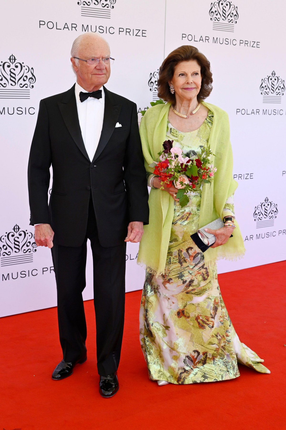 The King and Queen of Sweden attend the Polar Music Prize ceremony at the Grand Hotel in Stockholm on May 21, 2024 (Jessica Gow/TT News Agency/Alamy)