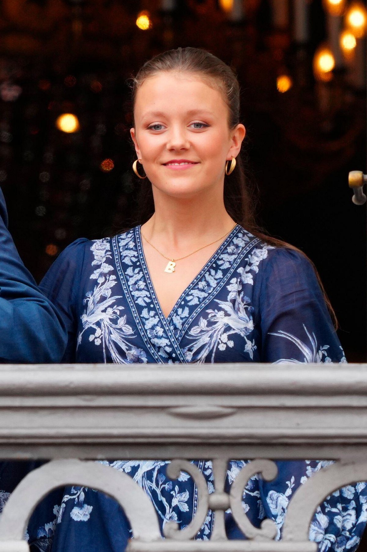 Princess Isabella of Denmark waves from the balcony of Frederik VIII's Palace at Amalienborg in Copenhagen during the celebrations of King Frederik X's birthday on May 26, 2024 (Ida Marie Odgaard/Ritzau Scanpix/Alamy)