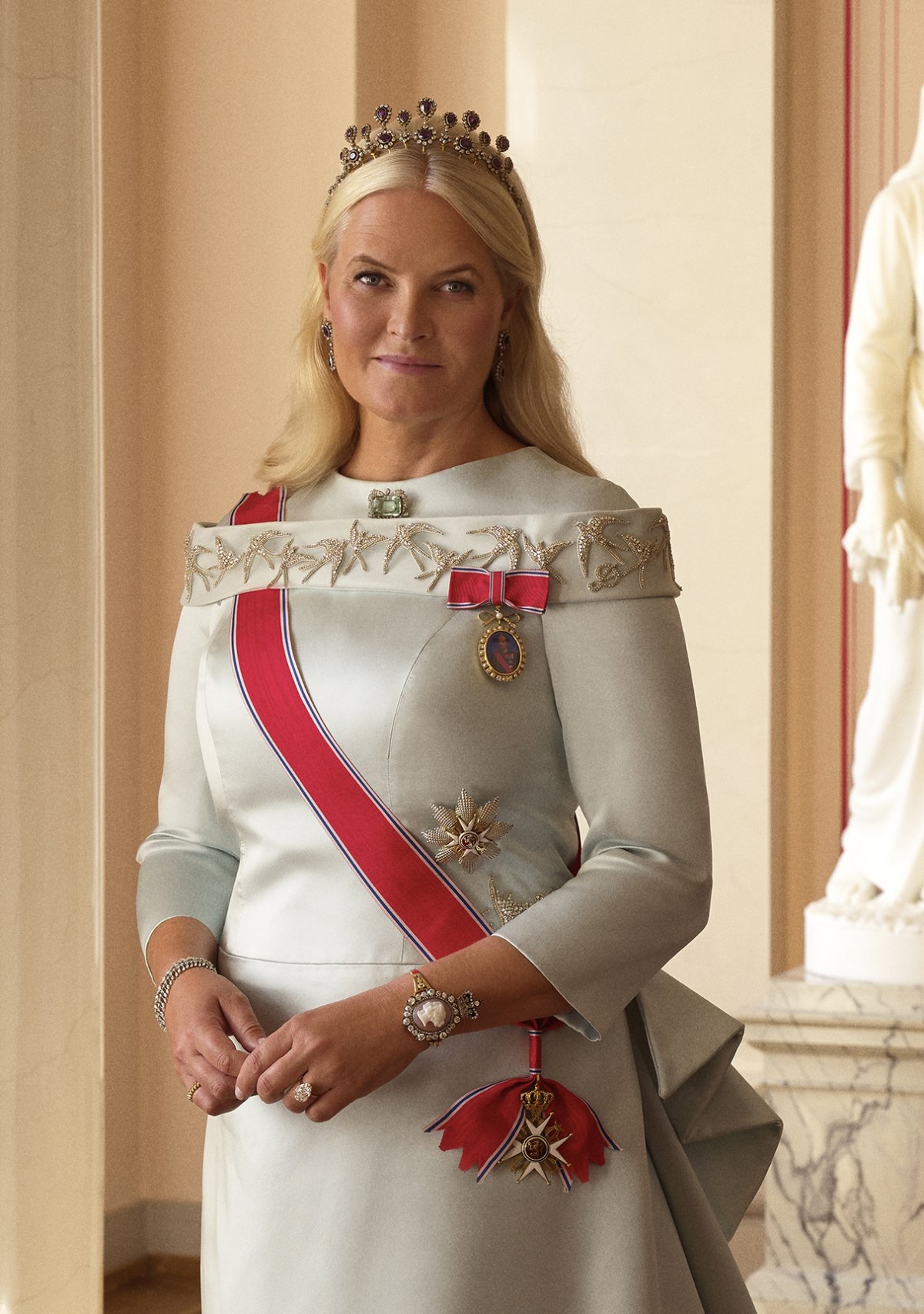 Gala portrait of Crown Princess Mette-Marit of Norway, released on May 24, 2024 (Dusan Reljin/Kongehuset)