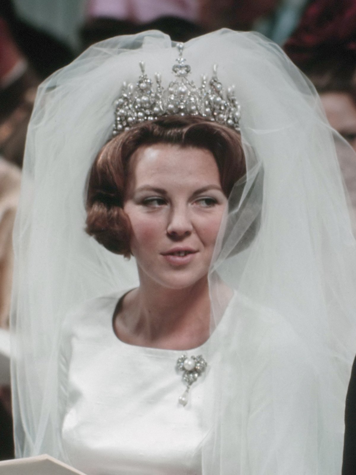 Princess Beatrix of the Netherlands is pictured during her wedding to Prince Claus on March 10, 1966 (or Bob van Dam/Anefo/Nationaal Archief/Wikimedia Commons)