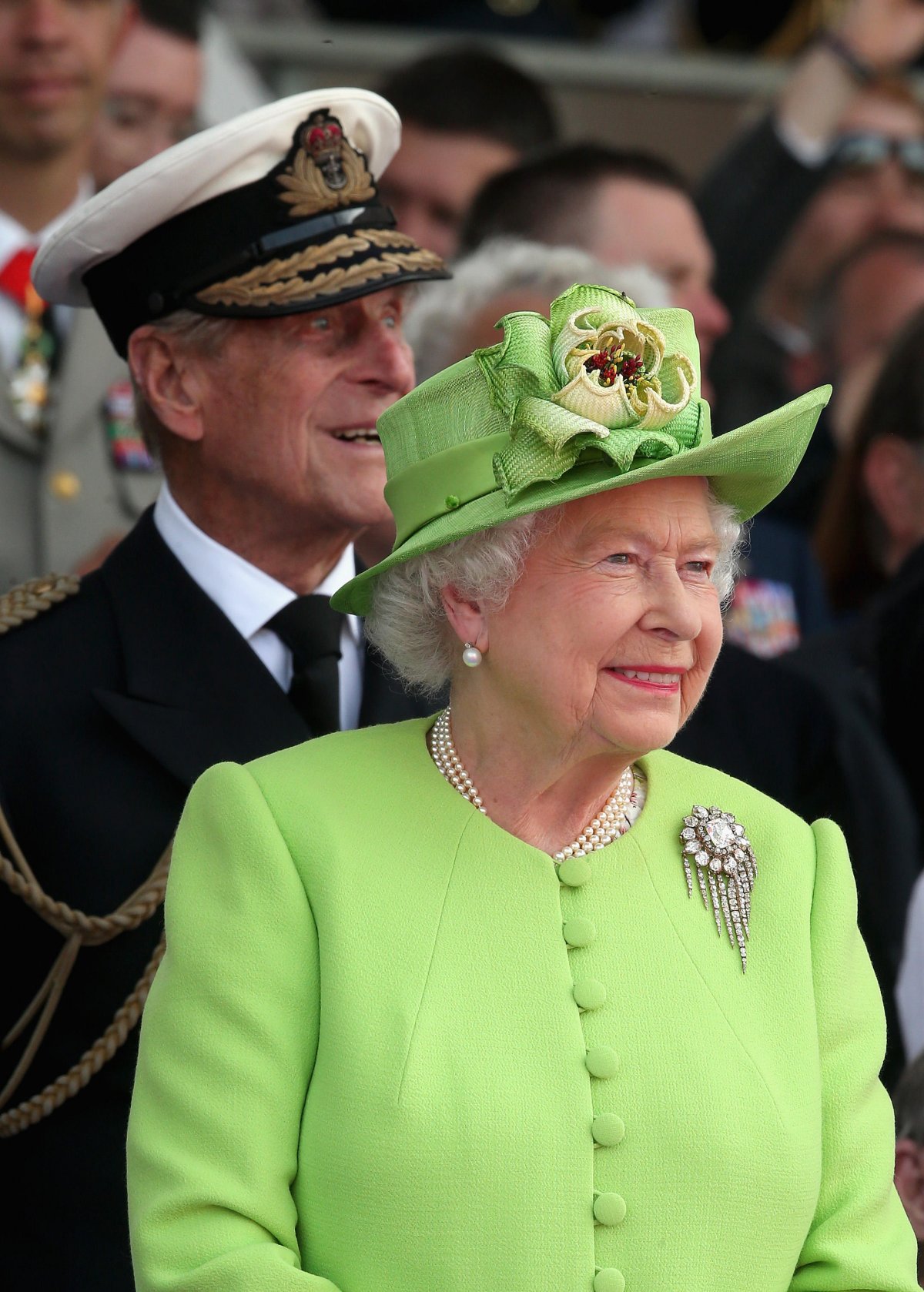The Duke of Edinburgh and Queen Elizabeth II attend a commemoration ceremony marking the 70th anniversary of the D-Day landings in Normandy on June 6, 2014 (Chris Jackson/PA Images/Alamy)