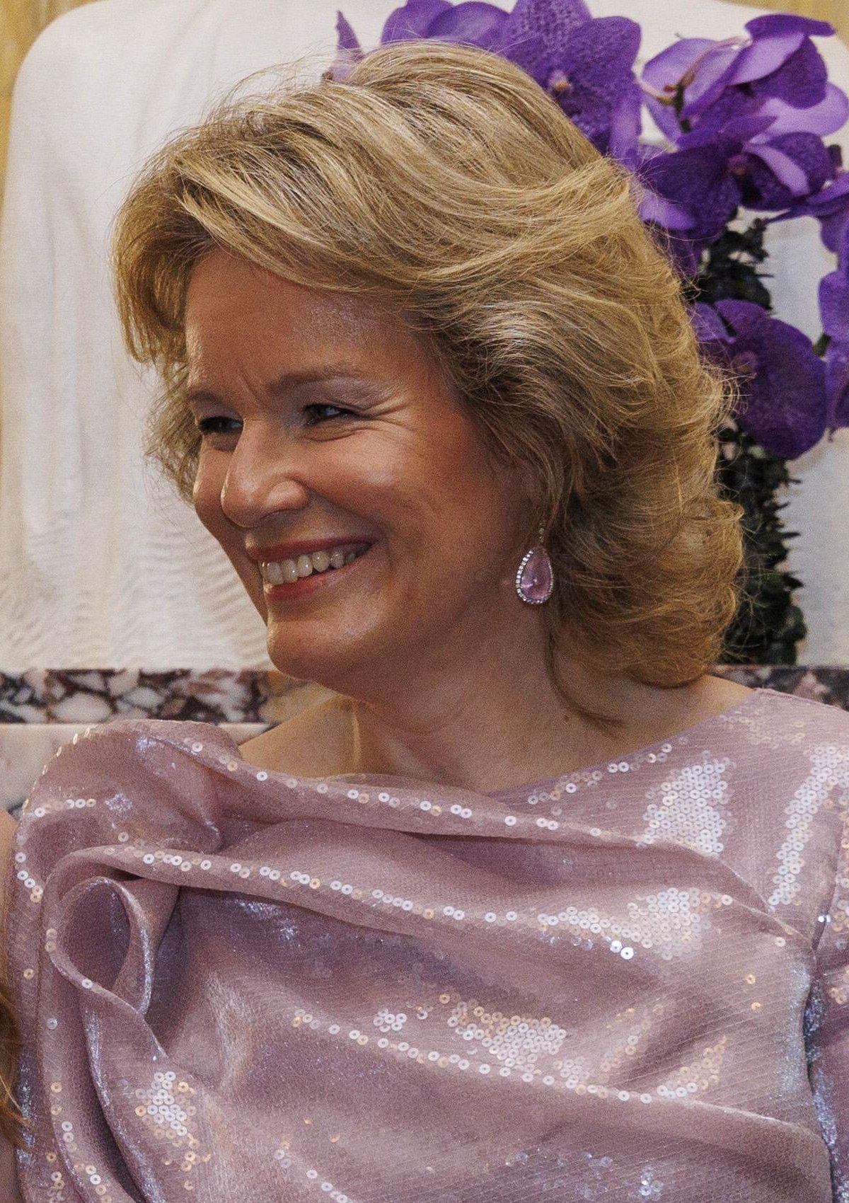 Queen Mathilde of the Belgians attends the finals of the Queen Elisabeth Violin Competition at the Bozar Concert Hall in Brussels on June 1, 2024 (NICOLAS MAETERLINCK/Belga News Agency/Alamy)