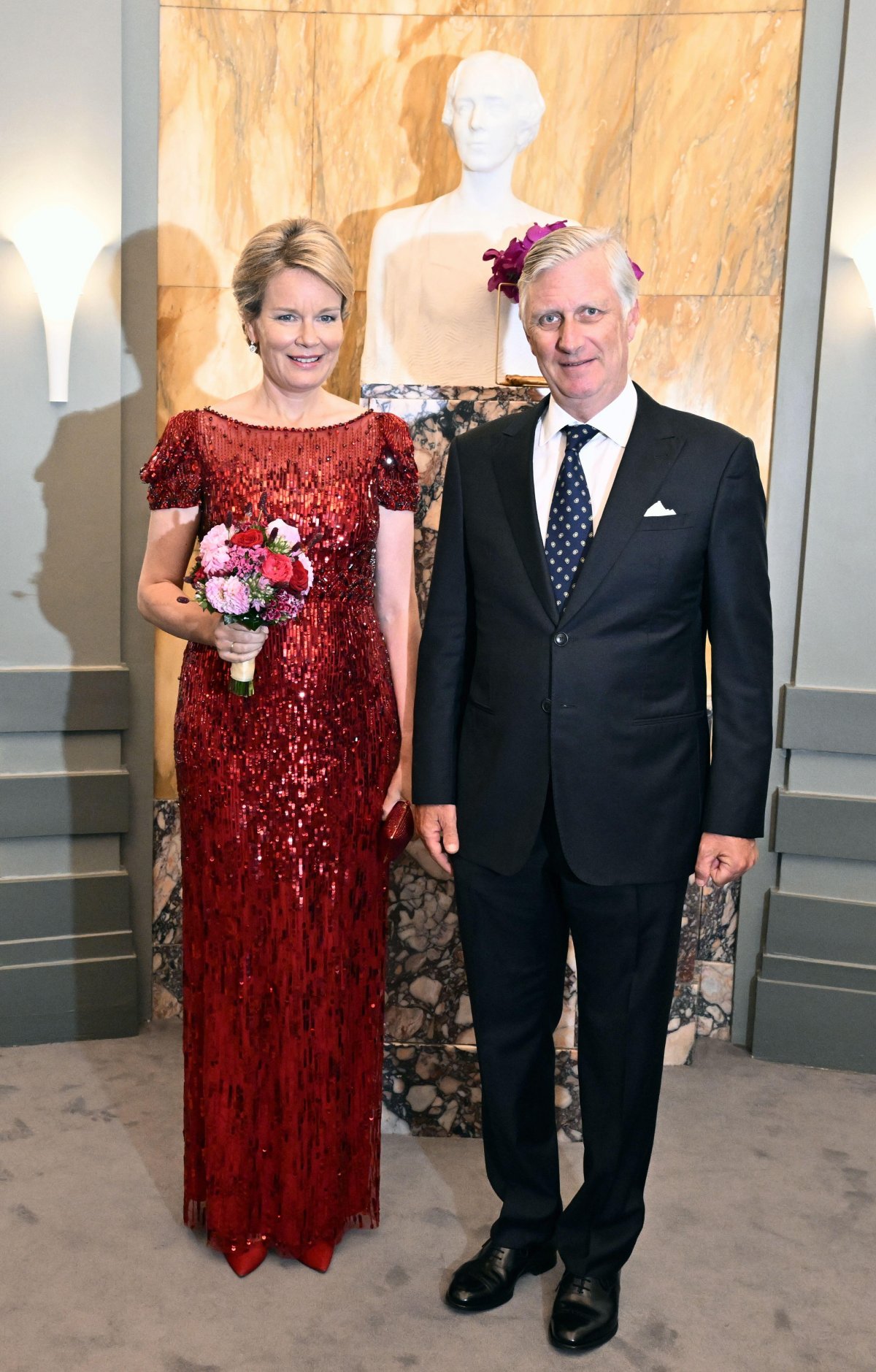 King Philippe and Queen Mathilde of the Belgians attend the finals of the Queen Elisabeth Violin Competition at the Bozar Concert Hall in Brussels on May 27, 2024 (ERIC LALMAND/Belga News Agency/Alamy)