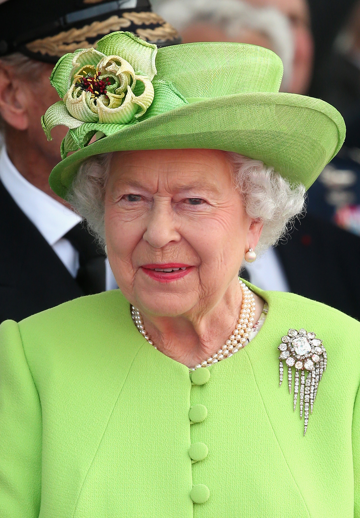 Queen Elizabeth II attends a ceremony of commemoration at Sword Beach in Normandy marking the 70th anniversary of D-Day on June 6, 2014 (Chris Jackson/Getty Images)