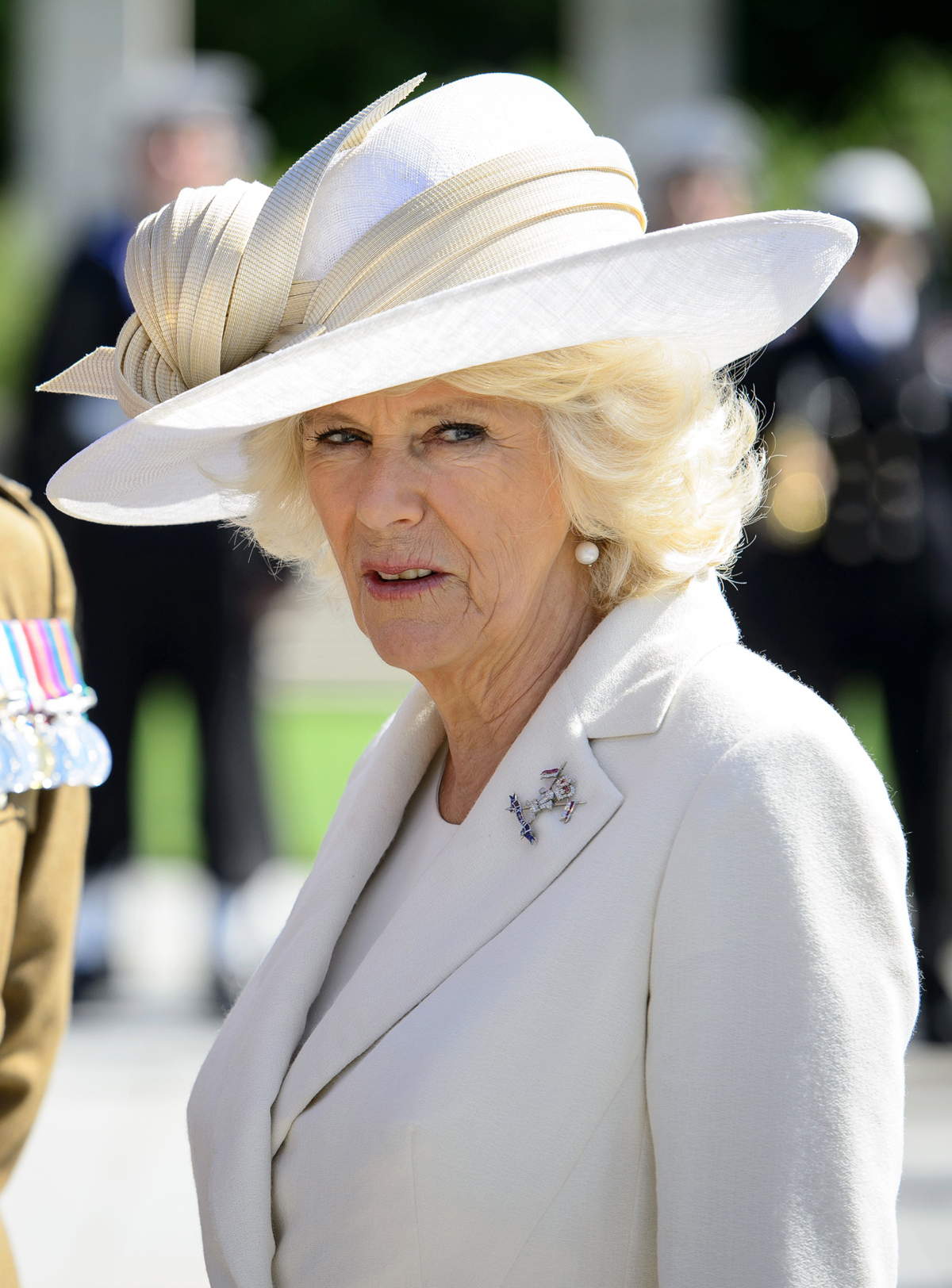 The Duchess of Cornwall is pictured at the British War Cemetery in Bayeux during the 70th anniversary commemorations of D-Day on June 6, 2014 (LEON NEAL/AFP via Getty Images)