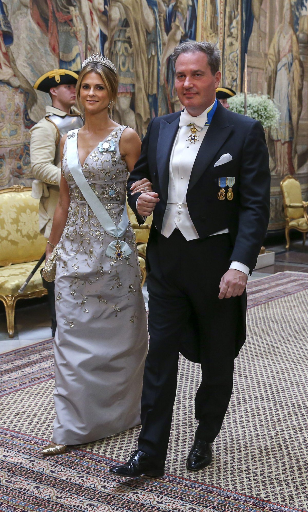 Princess Madeleine of Sweden and Christopher O'Neill attend a state banquet at the Royal Palace in Stockholm in honor of the visiting President of South Korea on June 14, 2019 (Soren Andersson/TT News Agency/Alamy)