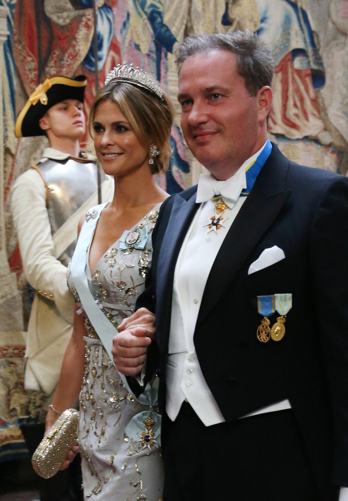 Princess Madeleine of Sweden and Christopher O'Neill attend a state banquet at the Royal Palace in Stockholm in honor of the visiting President of South Korea on June 14, 2019 (Soren Andersson/TT News Agency/Alamy)