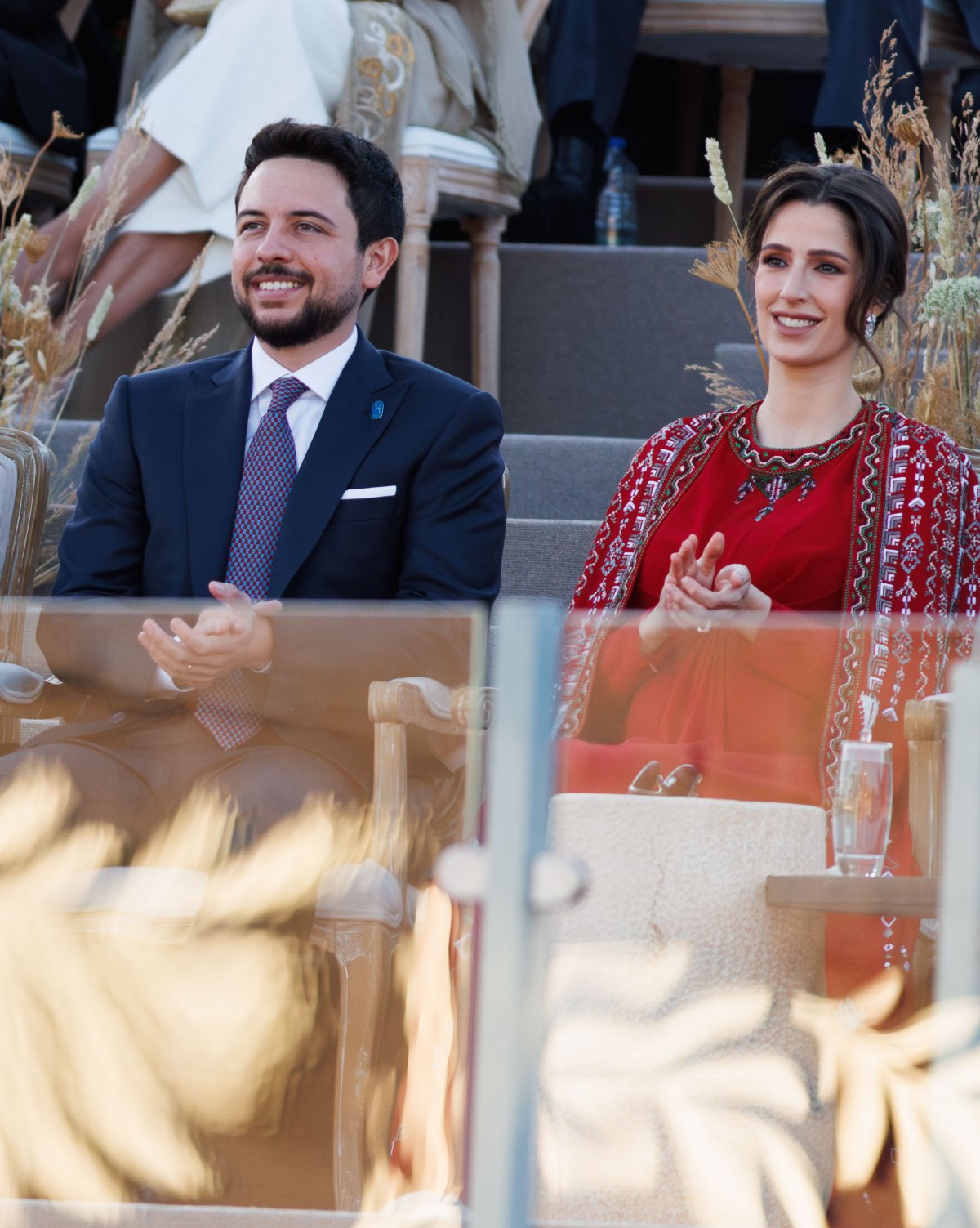 Crown Prince Hussein and Princess Rajwa of Jordan attend a national celebration of the King's Silver Jubilee in Amman on June 9, 2024 (Royal Hashemite Court)