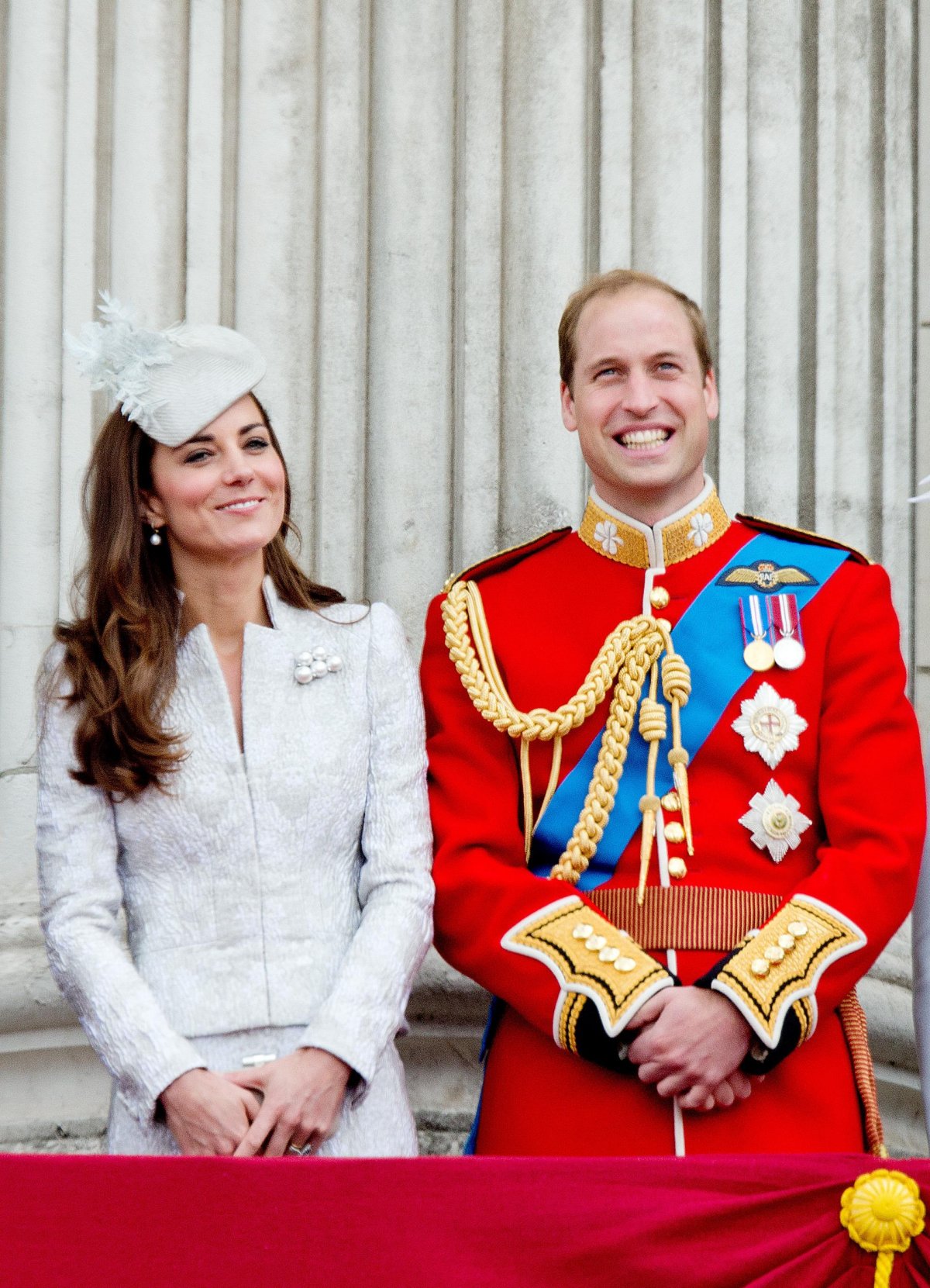 The Duke and Duchess of Cambridge are pictured on the balcony of Buckingham Palace during the Trooping the Colour festivities in London on June 14, 2014 (Patrick van Katwijk/DPA Picture Alliance/Alamy)