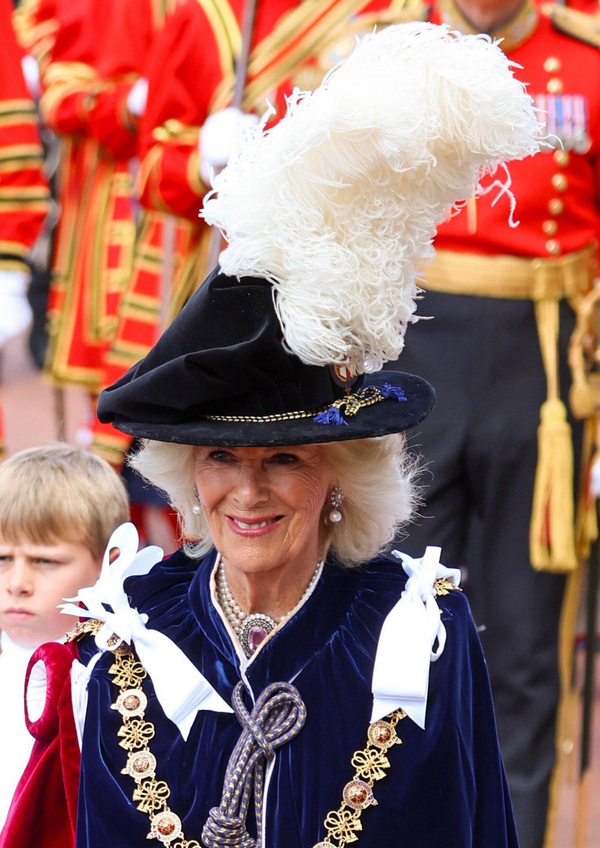 Queen Camilla arrives for the annual Order of the Garter service at St. George's Chapel, Windsor on June 17, 2024 (Chris Jackson/PA Images/Alamy)