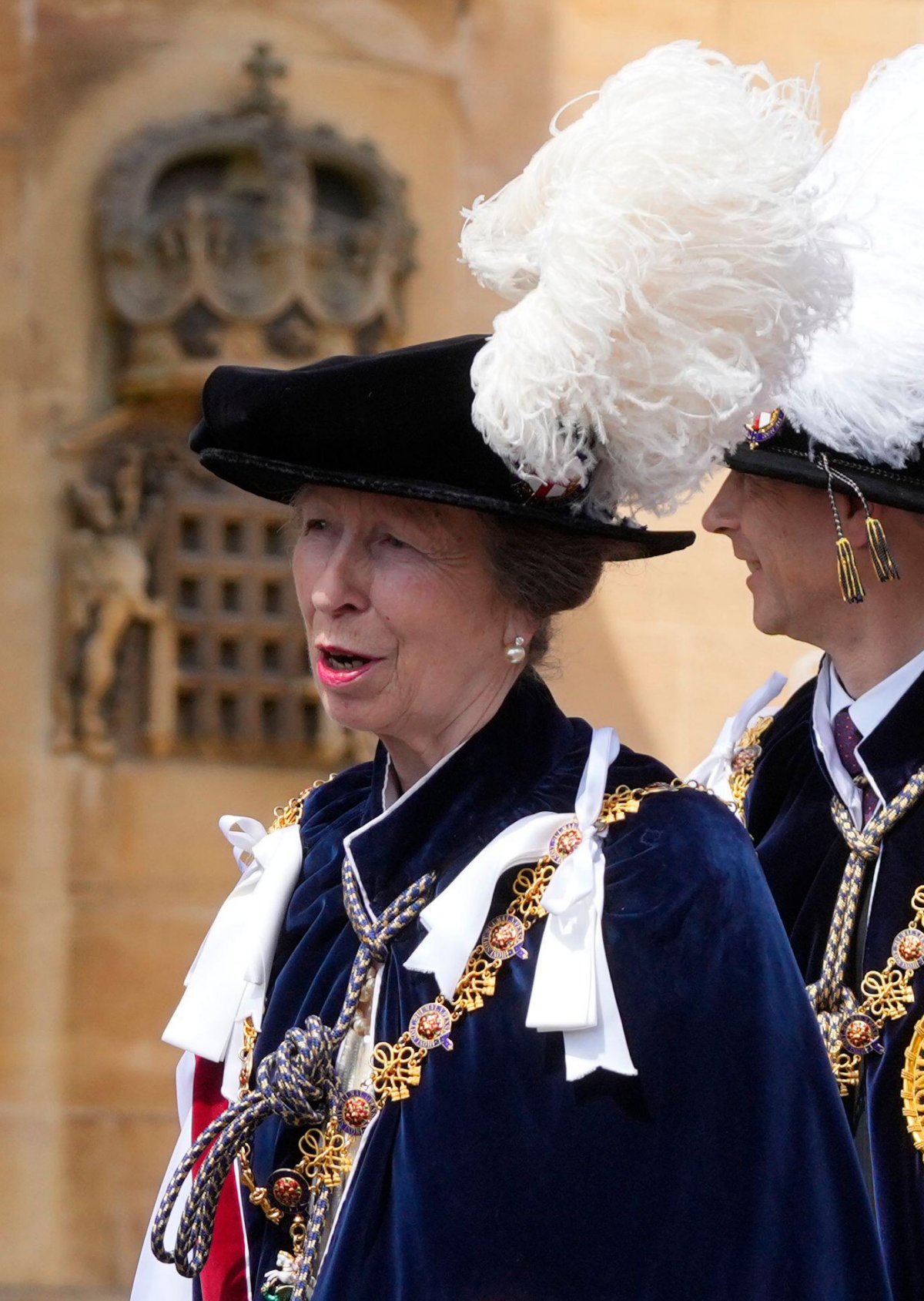 The Princess Royal arrives for the annual Order of the Garter service at St. George's Chapel, Windsor on June 17, 2024 (Kirsty Wigglesworth/PA Images/Alamy)