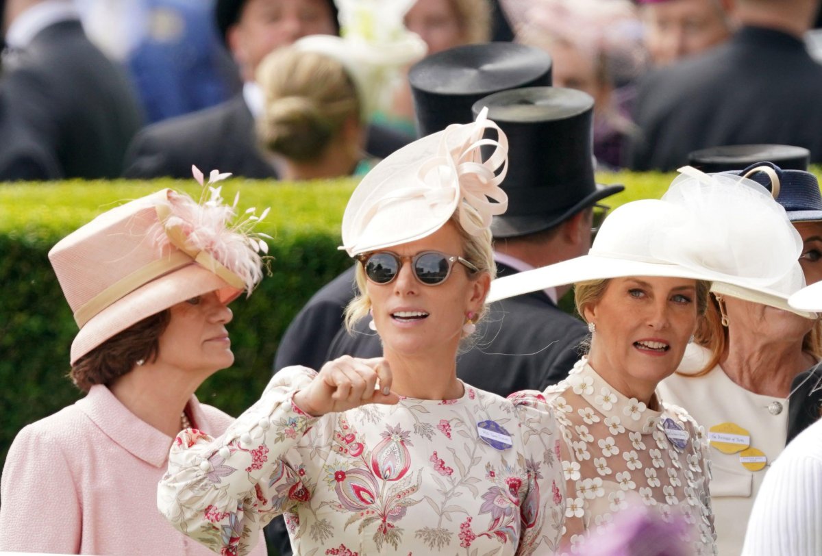The Countess of St. Andrews, Zara Tindall, and the Duchess of Edinburgh attend day two of Royal Ascot on June 19, 2024 (Jonathan Brady/PA Images/Alamy)