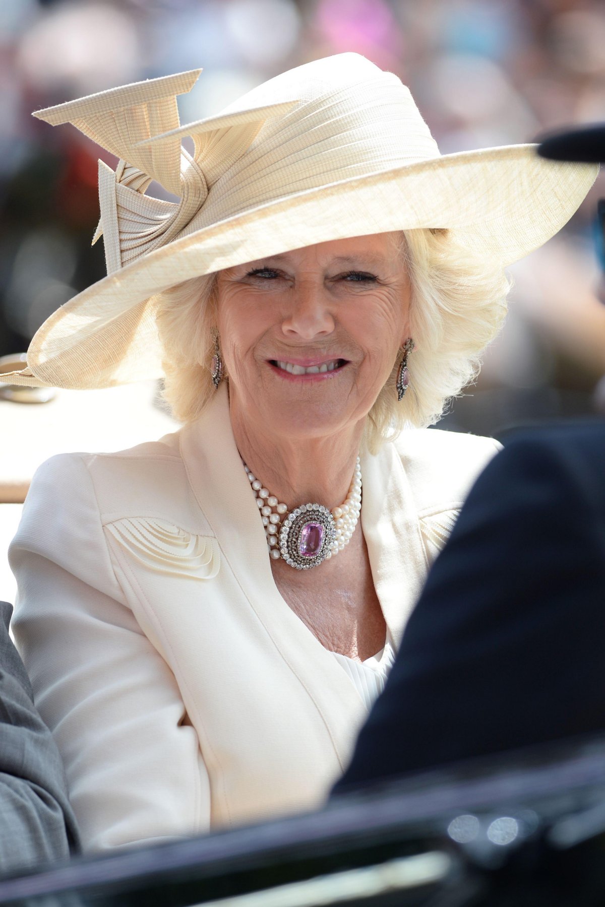 The Duchess of Cornwall arrives for the second day of Royal Ascot on June 18, 2014 (Doug Peters/Alamy)