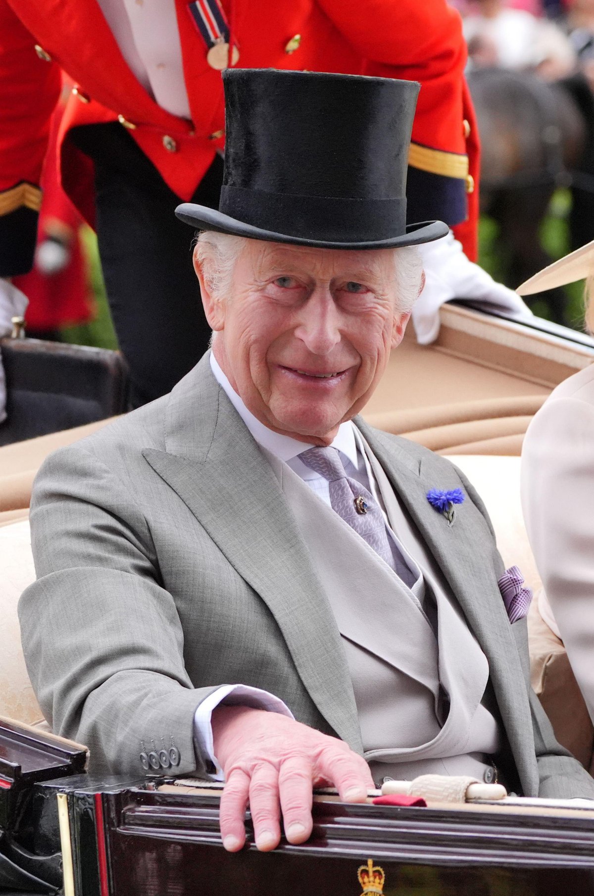 King Charles III arrives for the fifth day of Royal Ascot on June 22, 2024 (Jonathan Brady/PA Images/Alamy)