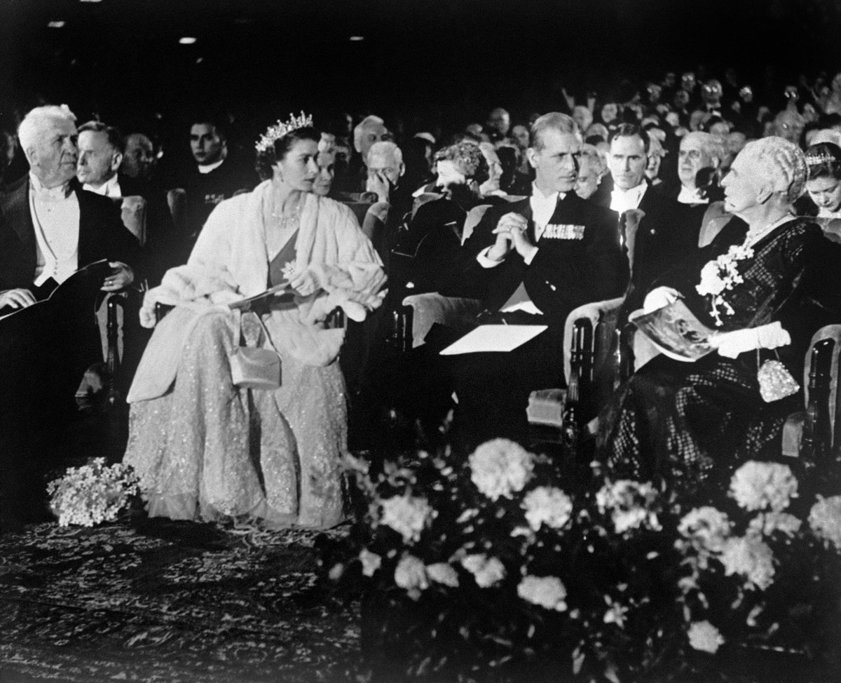 Princess Elizabeth and Prince Philip attend a performance of the Winnipeg Ballet at the Civic Auditorium on October 16, 1951 (PA Images/Alamy)
