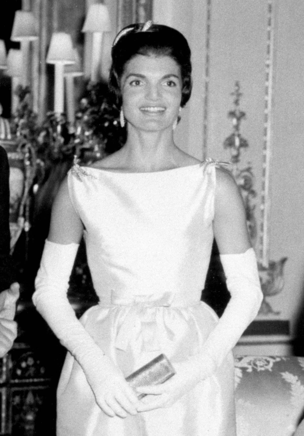 First Lady Jacqueline Kennedy is pictured ahead of a dinner at Buckingham Palace in London on June 5, 1961 (PA Images/Alamy)