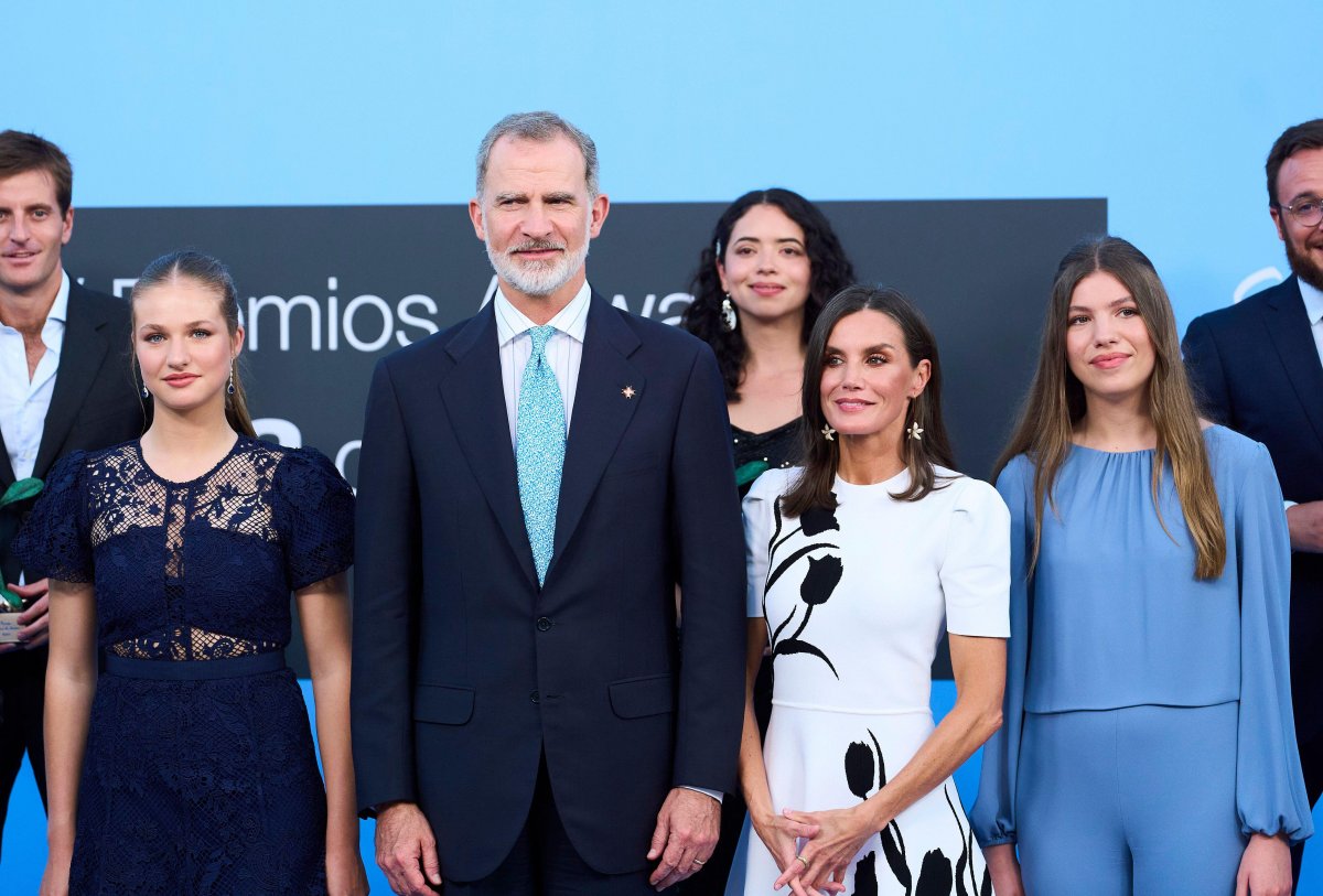 The King and Queen of Spain, with the Princess of Asturias and Infanta Sofia, attend the Princess of Girona Awards in in Lloret de Mar on July 10, 2024 (MPG/Alamy)