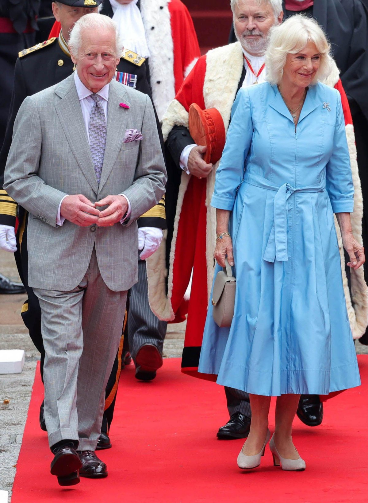 King Charles III and Queen Camilla visit St Helier in Jersey on July 15, 2024 (Parsons Media/Alamy)