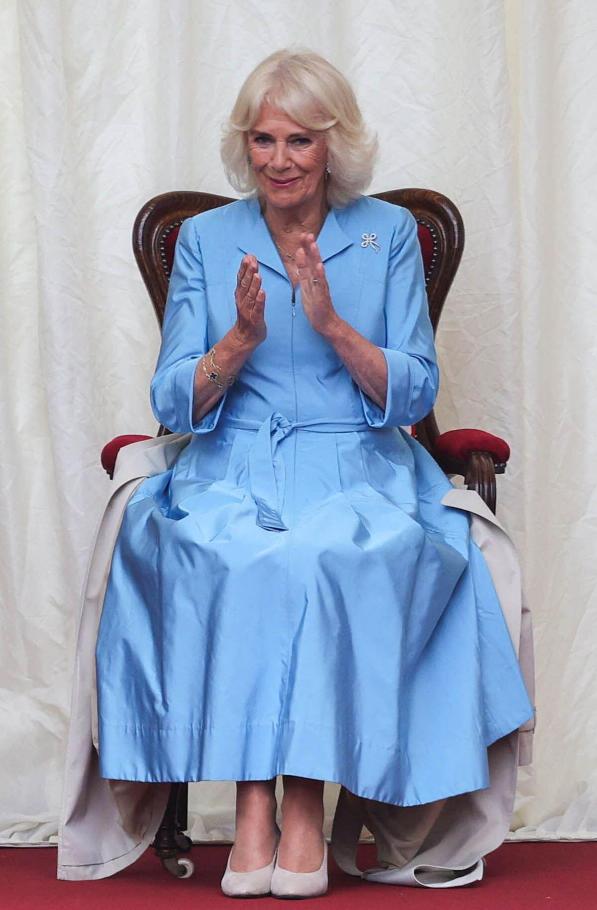 Queen Camilla visits St Helier in Jersey on July 15, 2024 (Parsons Media/Alamy)
