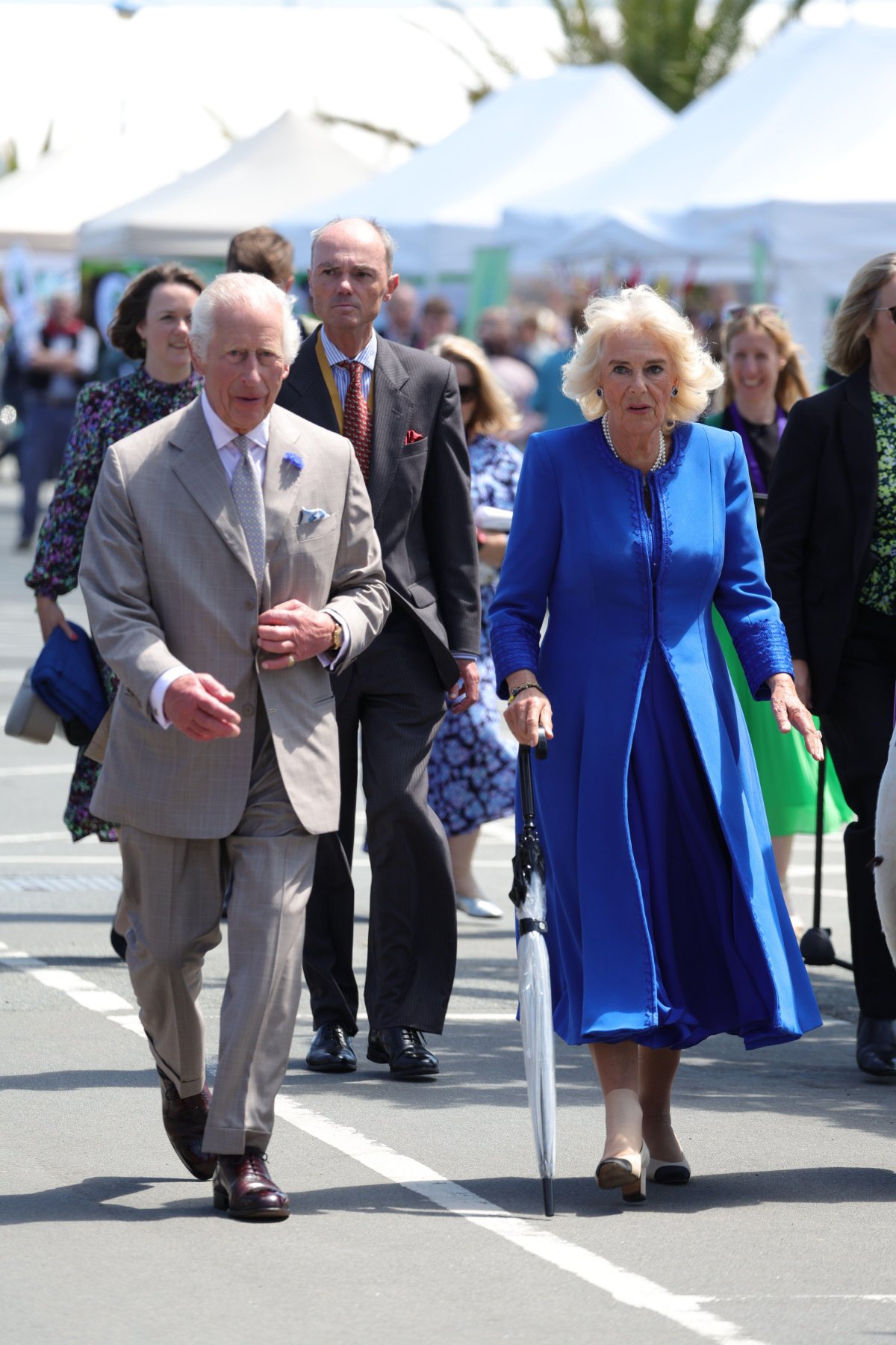 King Charles III and Queen Camilla arrive in Saint Peter Port in Guernsey on July 16, 2024 (Parsons Media/Alamy)