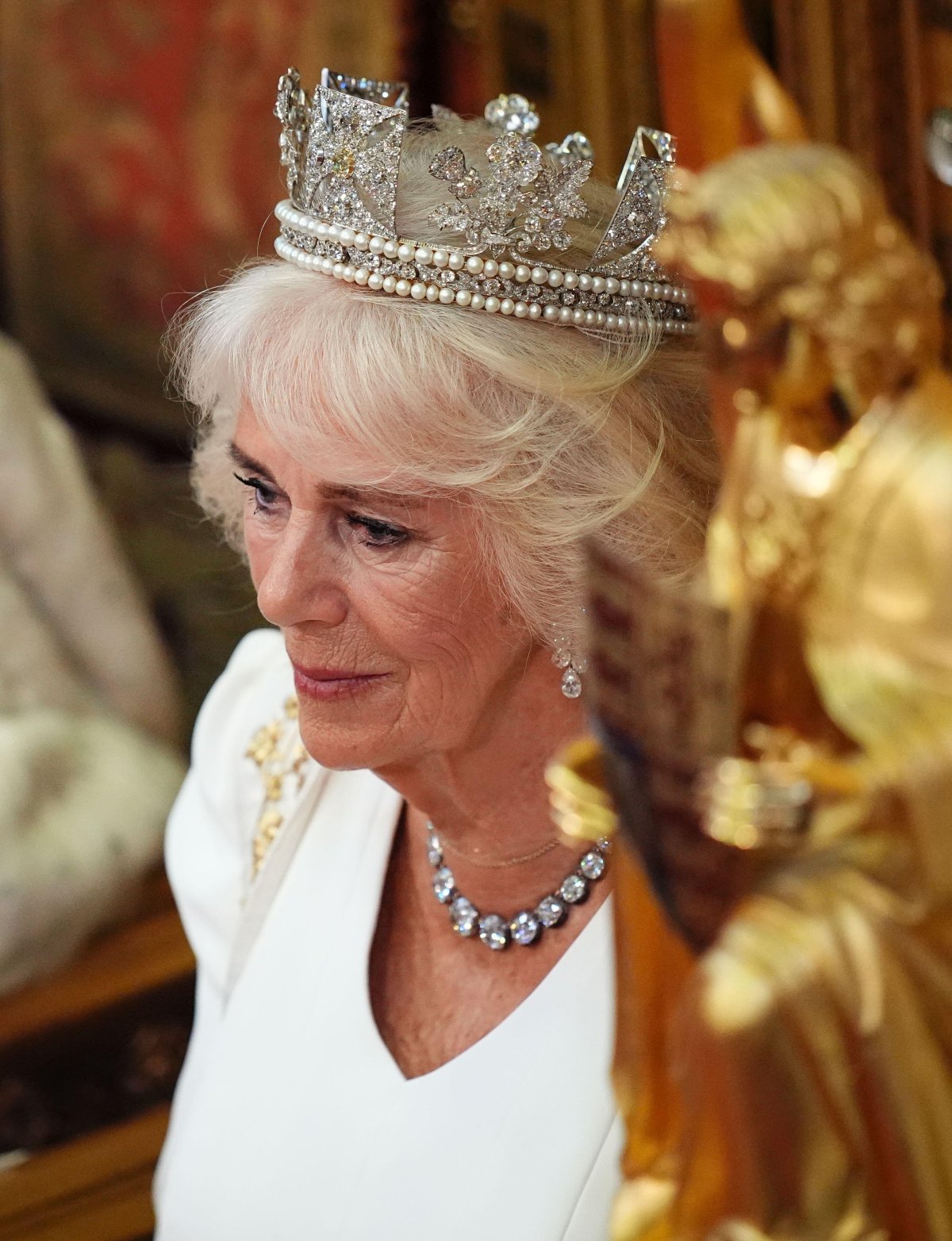 Queen Camilla attends the State Opening of Parliament on July 17, 2024 (Aaron Chown/PA Images/Alamy)