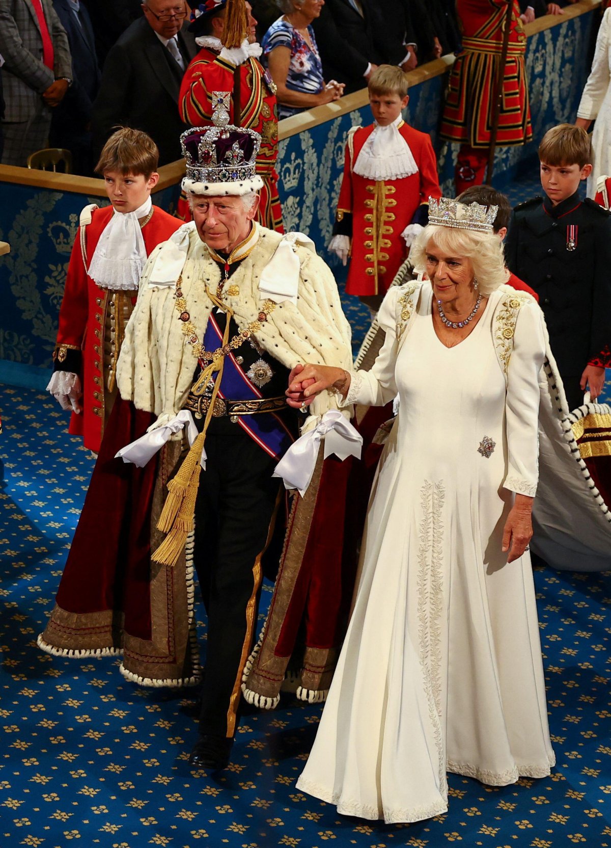 King Charles III and Queen Camilla attend the State Opening of Parliament on July 17, 2024 (Hannah McKay/PA Images/Alamy)