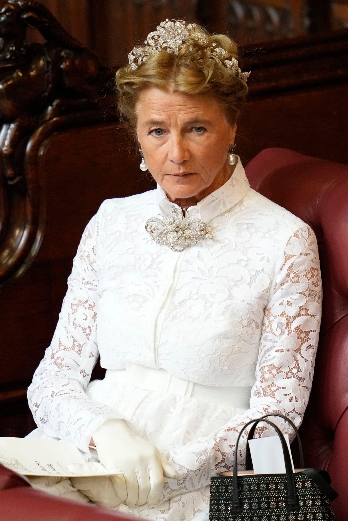 The Duchess of Wellington attends the State Opening of Parliament in London on July 17, 2024 (Kirsty Wigglesworth/PA Images/Alamy)