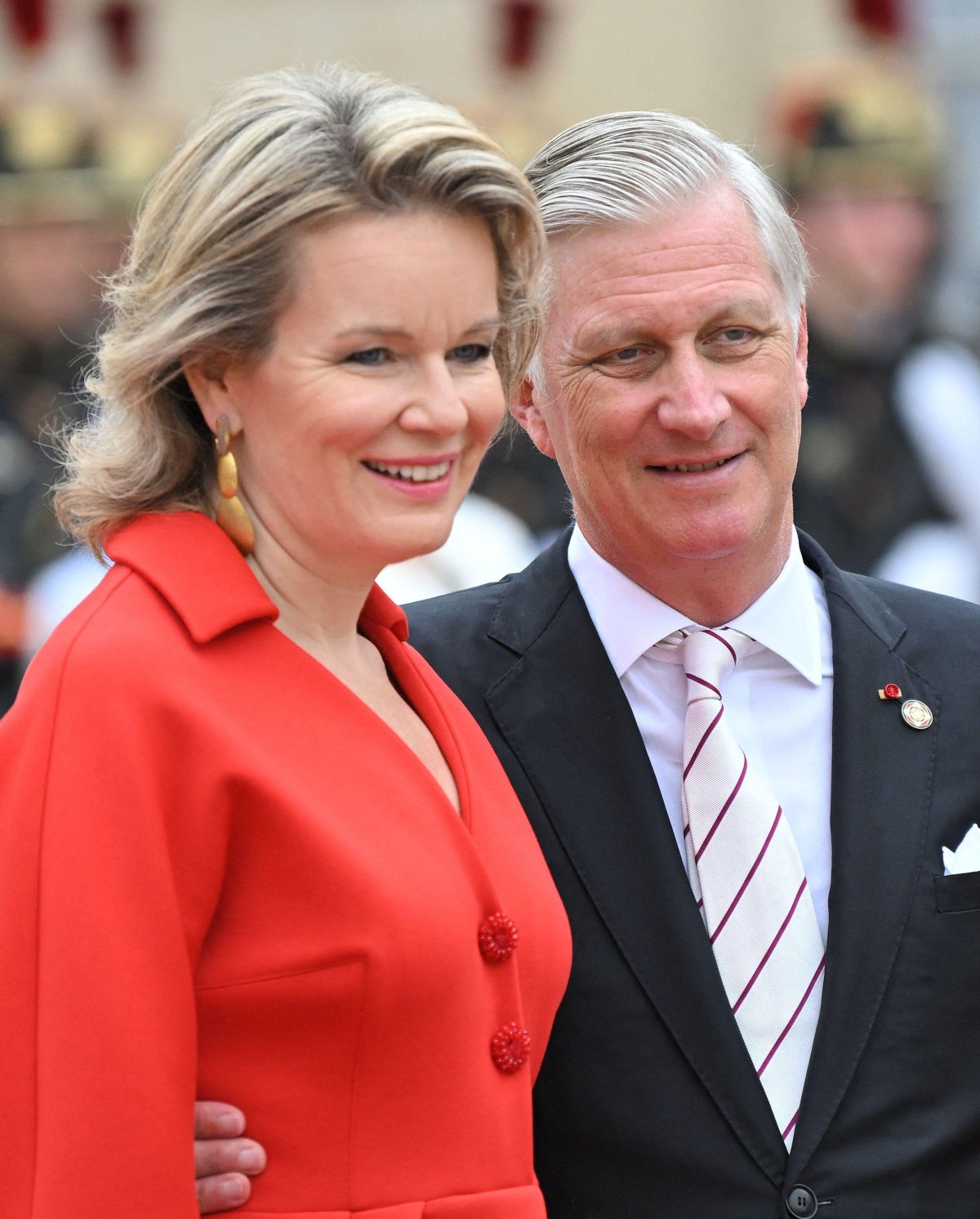 The King and Queen of the Belgians attend a reception at the Élysée Palace ahead of the opening ceremony of the Summer Olympic Games in Paris on July 26, 2024 (Eliot Blondet/Abaca Press/Alamy)