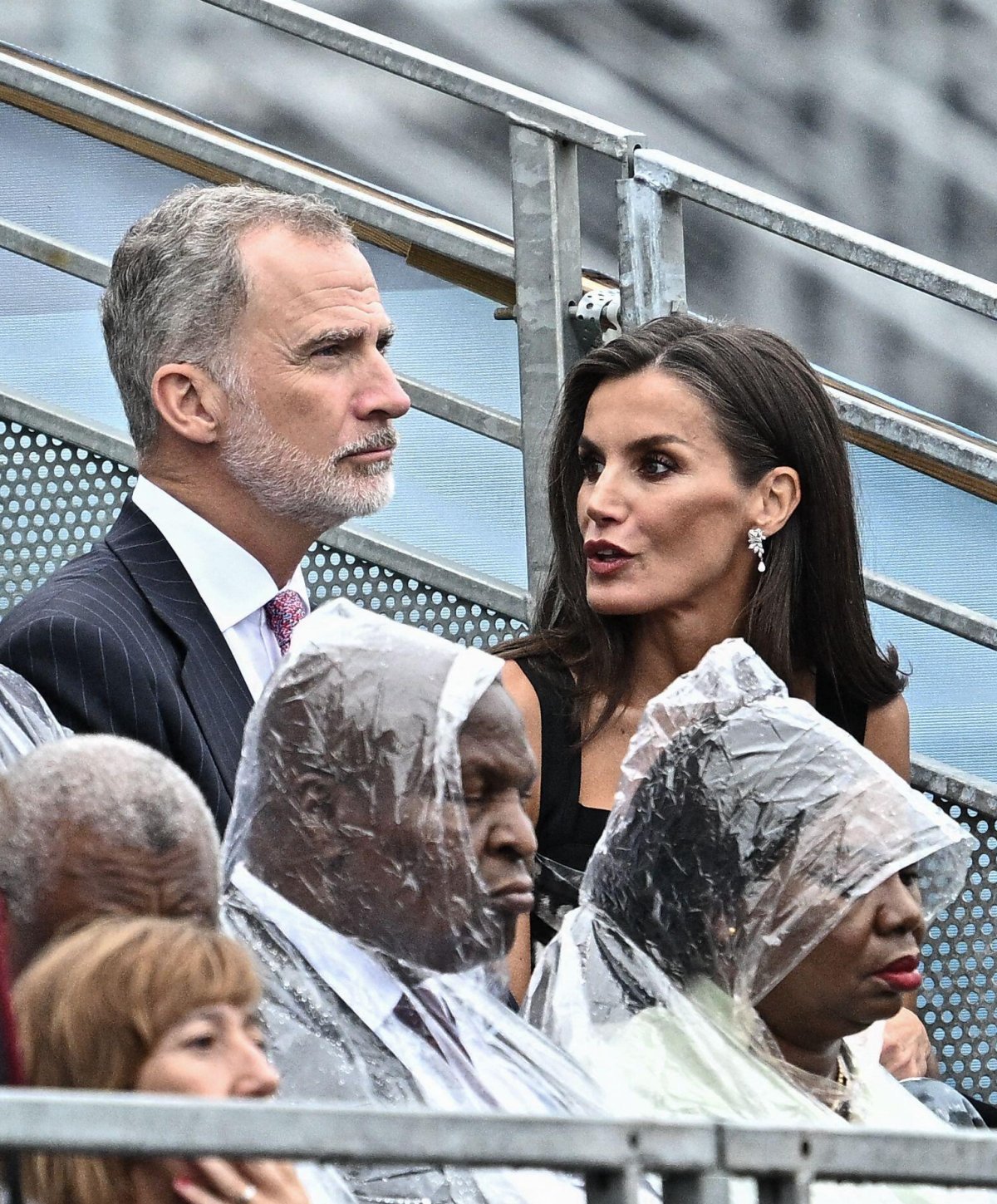 The King and Queen of Spain attend the opening ceremony of the Summer Olympic Games in Paris on July 26, 2024 (David Niviere/Abaca Press/Alamy)