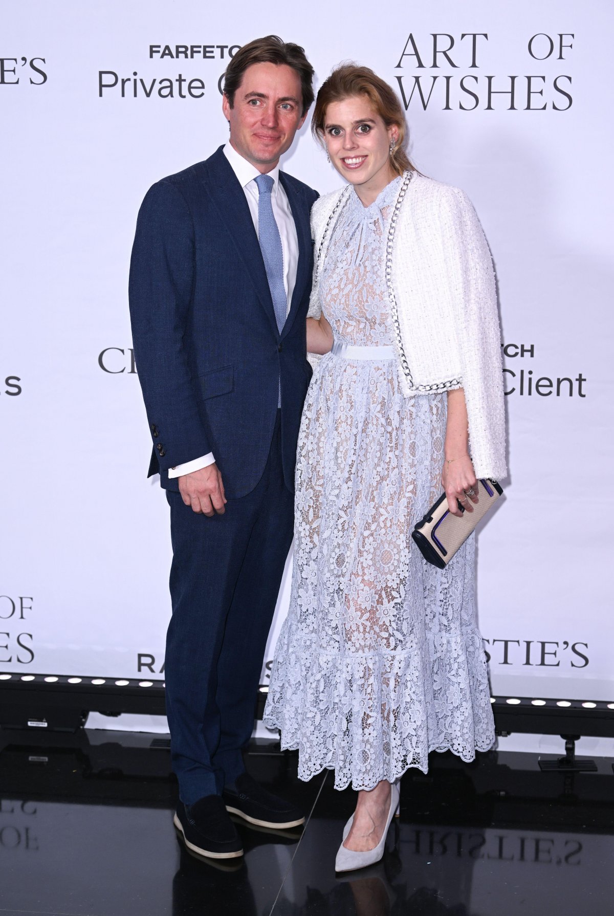 Princess Beatrice of York and Edoardo Mapelli Mozzi attend the Art of Wishes Gala at Raffles in London on October 9, 2023 (Doug Peters/EMPICS/Alamy)