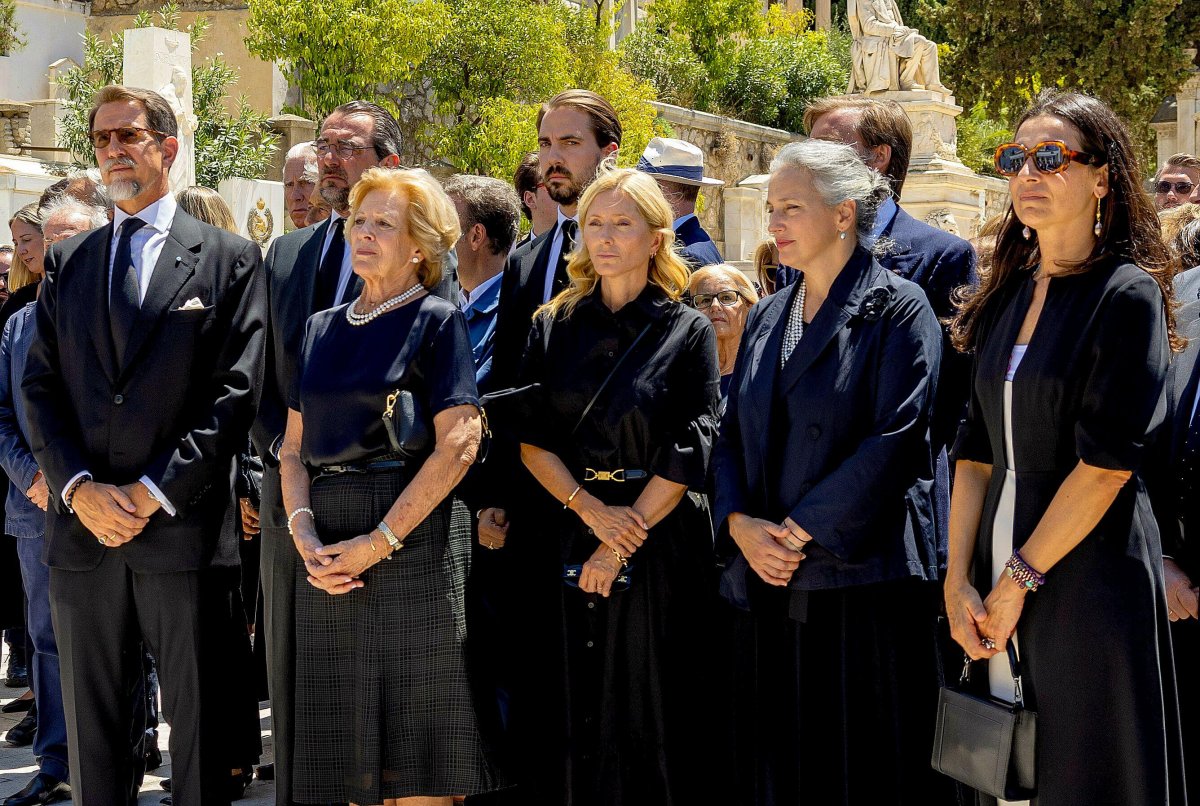Members of the Greek royal family attend the funeral of Prince Michael of Greece and Denmark in Athens on August 1, 2024 (Albert Nieboer/DPA Picture Alliance/Alamy)